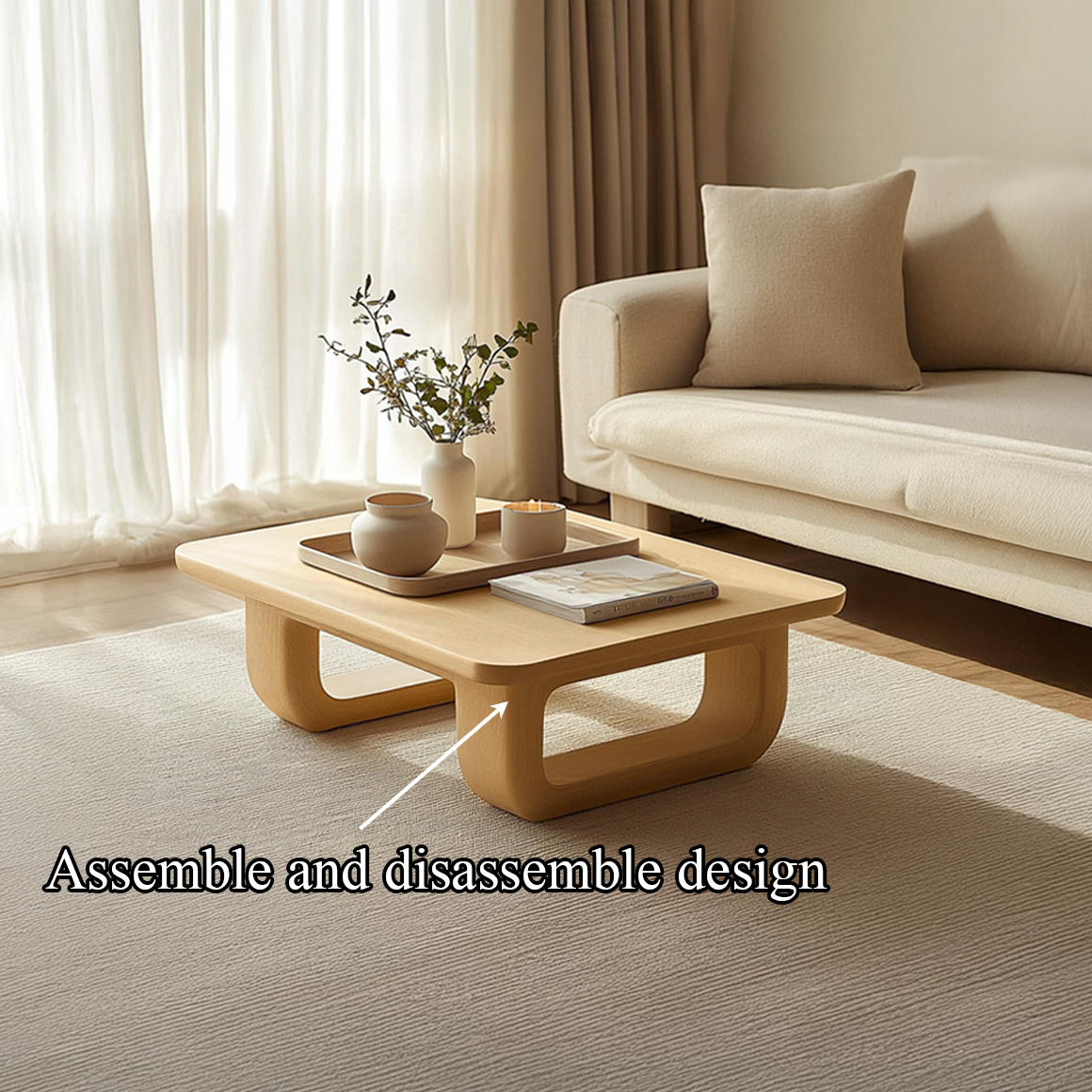 Mid Century Square Coffee Table Living Room SINLSACF149