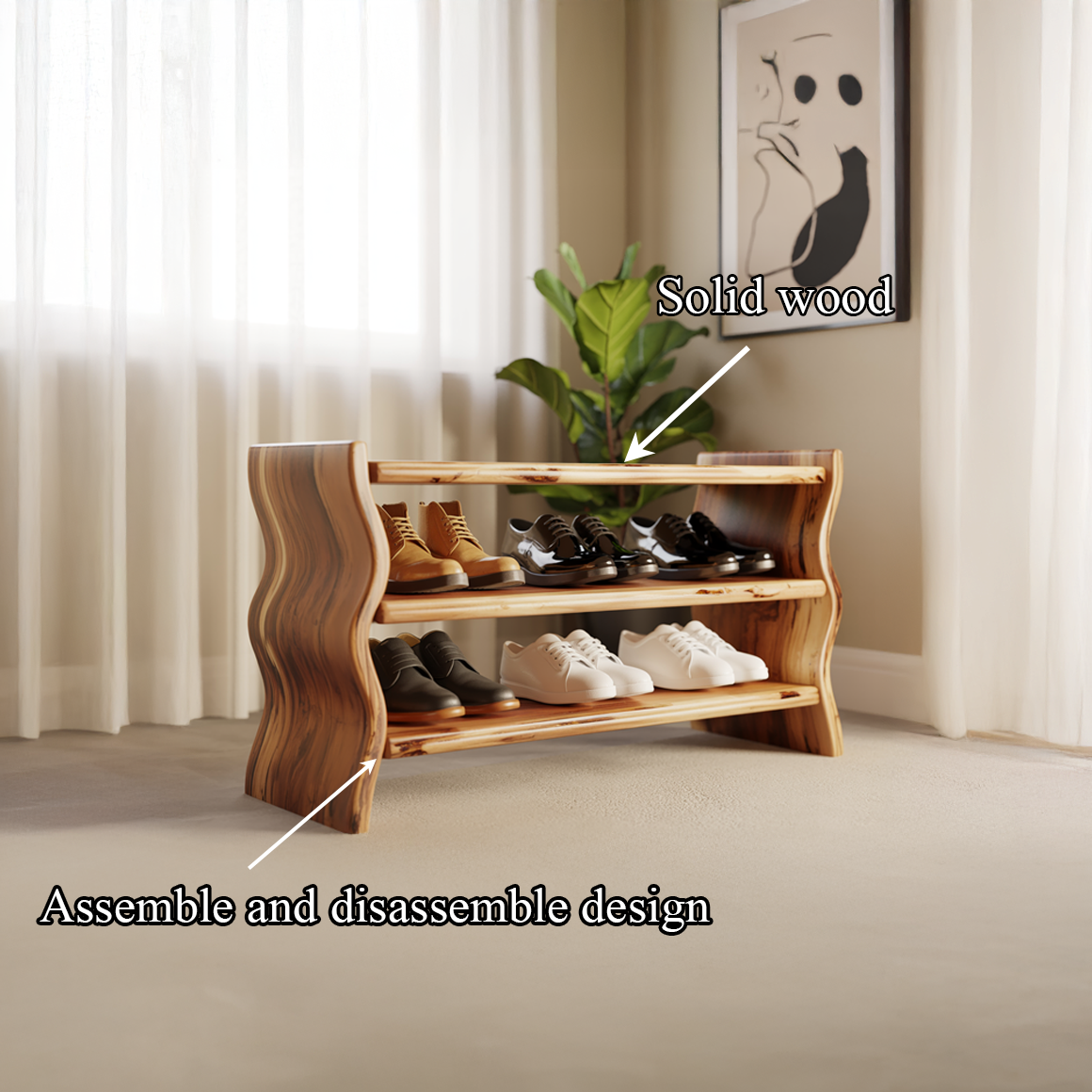 Modern Sculpted Shoe Organizer Living Room And Mudroom SINLSASB080