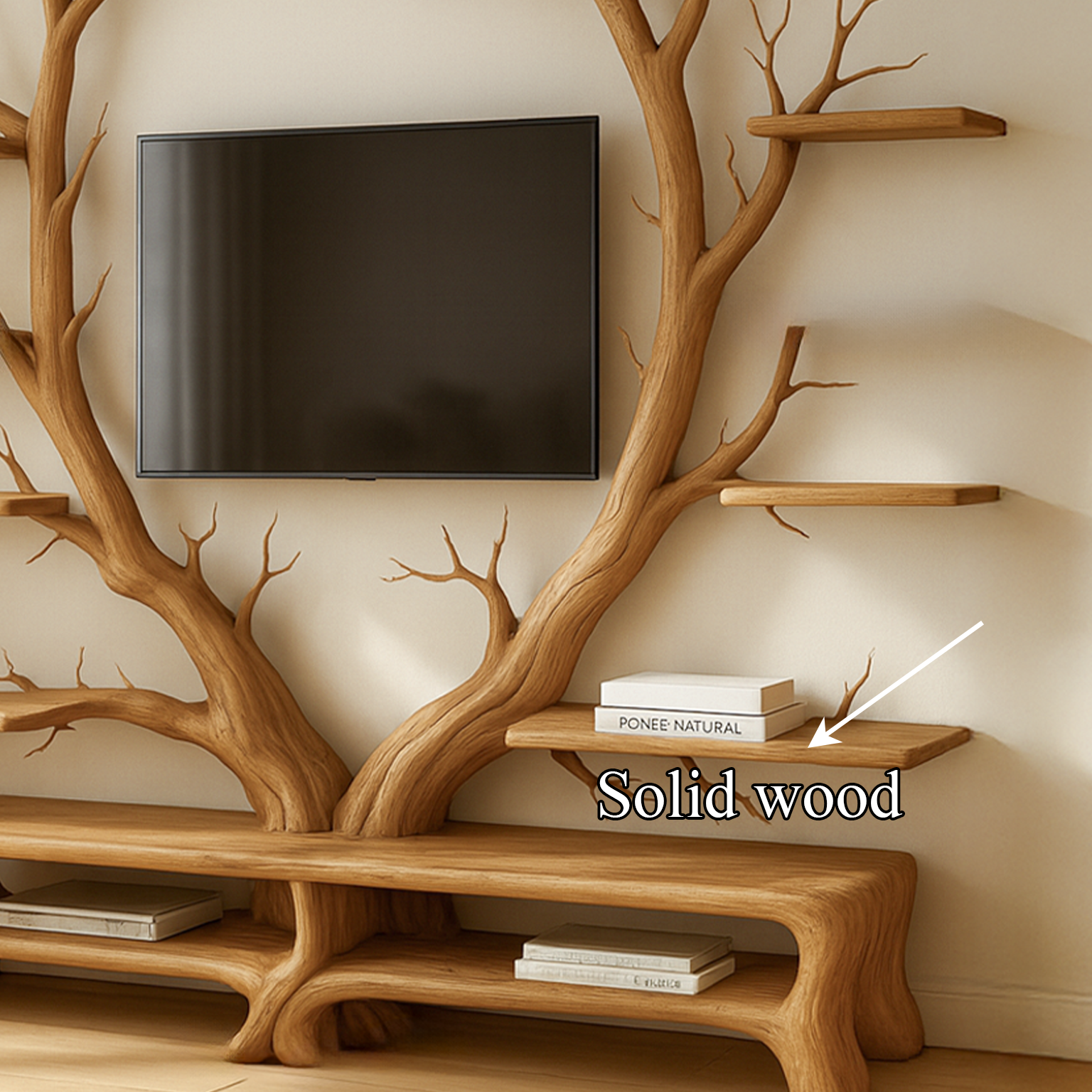 Midcentury TV Stand Tree Shelf Living Room SINLSATB219