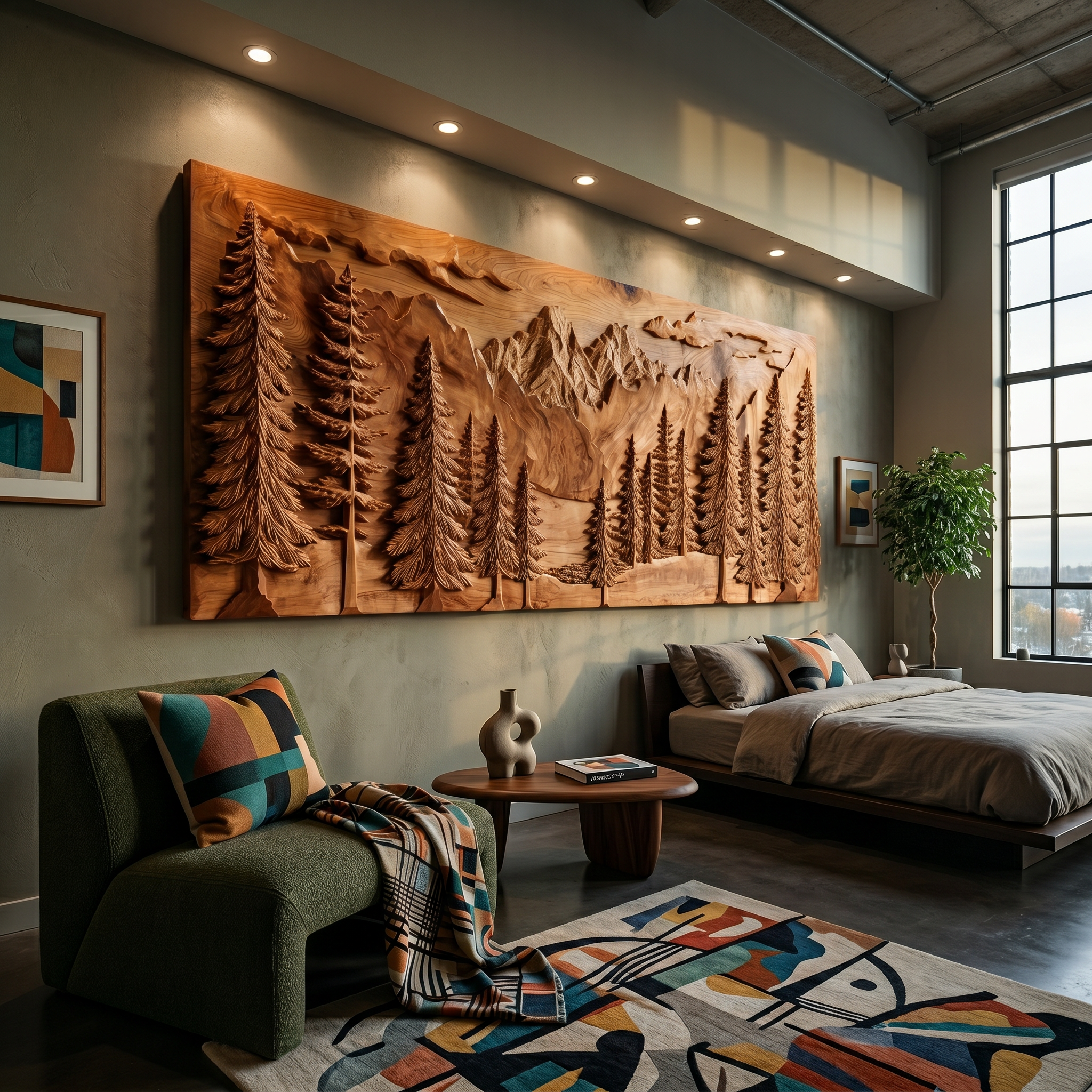 Luxury Carved Pine Forest Wood Wall Art Lodge Interior Decor SILDTTRWA107