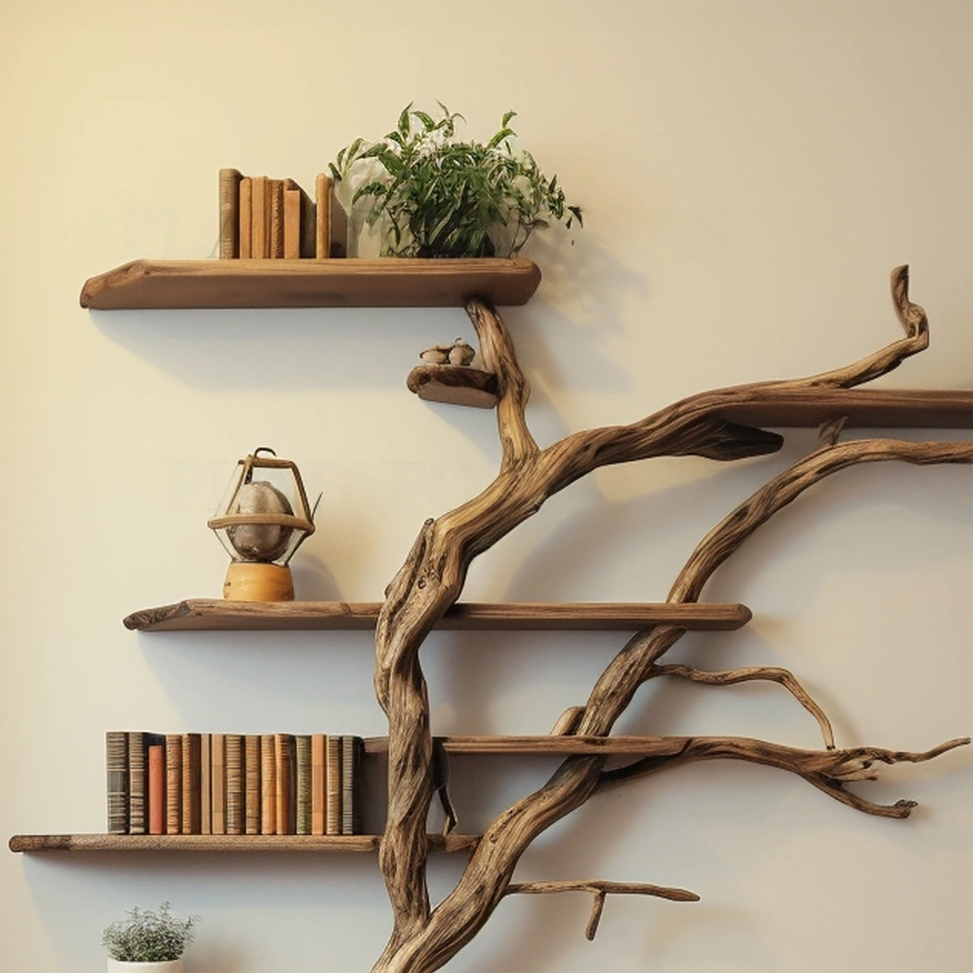 Narrow Wild Mulberry Wood Tree Shelf On Wall Mount Seasonal Celebrations SINLTB005