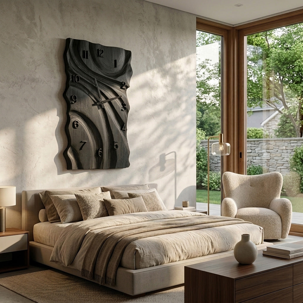 Rustic Wooden Wall Clock With Carved Design For Home RTTHHNWAC032