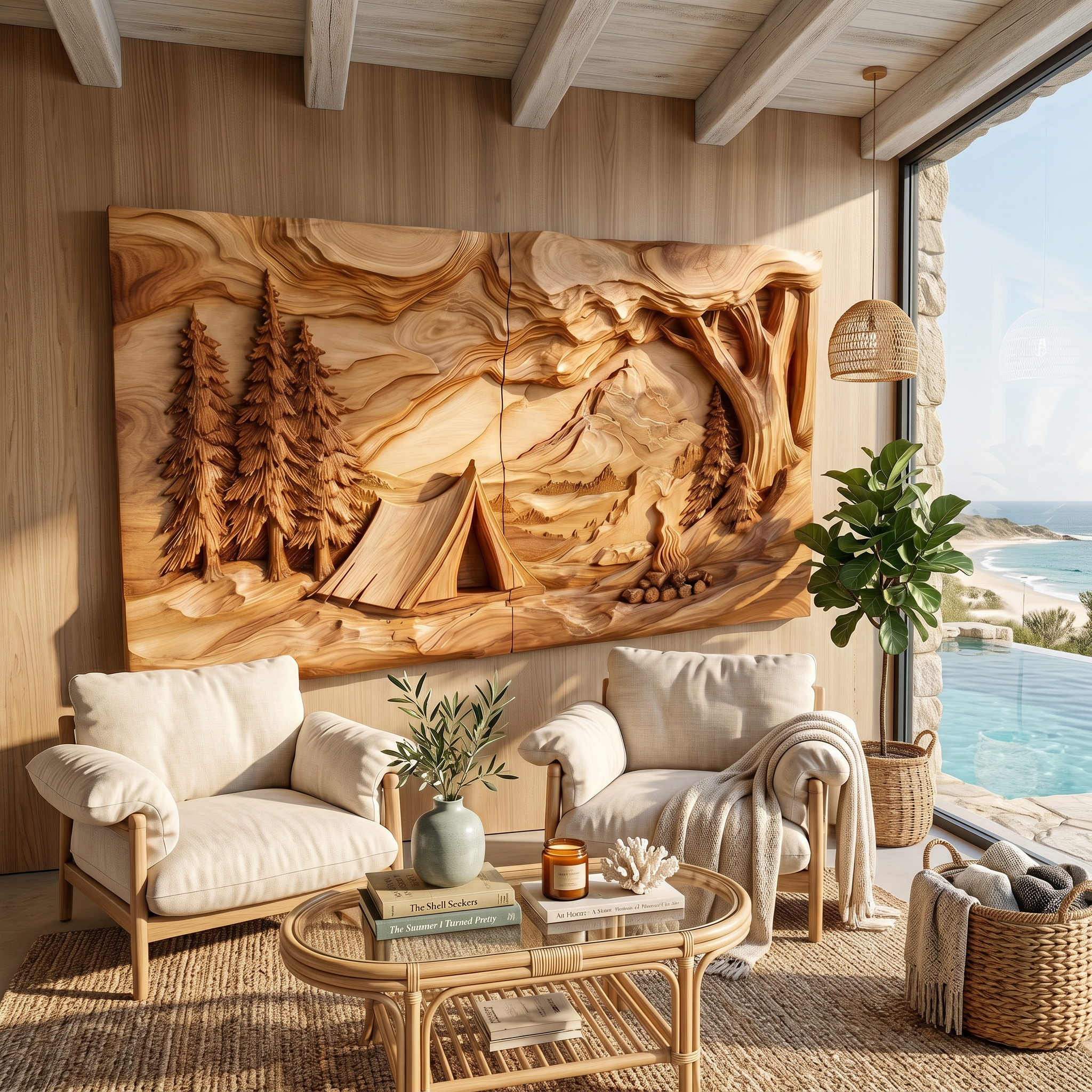 Layered Wood Wall Art Panel For Luxury Entryway Interior Design SILDTTRWA092