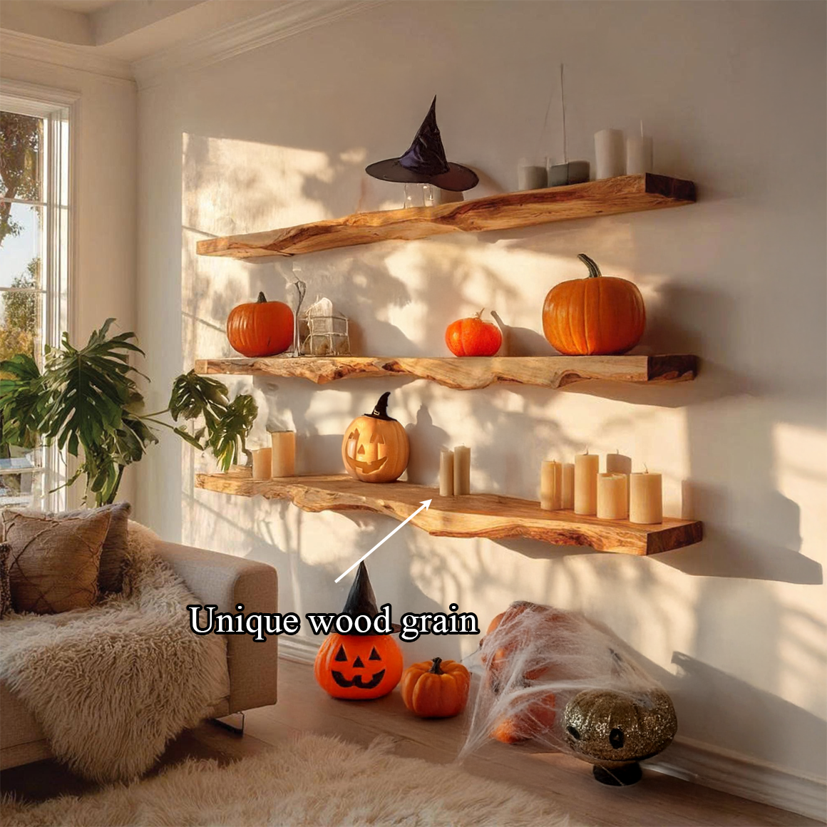 Rustic Halloween Floating Shelf Entryway SINLSAHW010