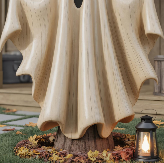 Wooden Ghost Halloween Statue For Porch Or Outdoor Yard Decoration SITHTTHW002