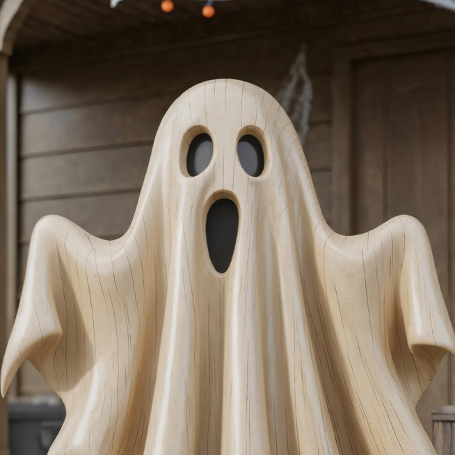 Wooden Ghost Halloween Statue For Porch Or Outdoor Yard Decoration SITHTTHW002