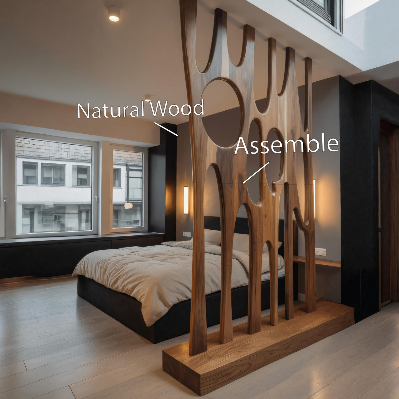 Modern Sculptural Room Divider With Artistic Carved For Bedroom SITHHNDVR004