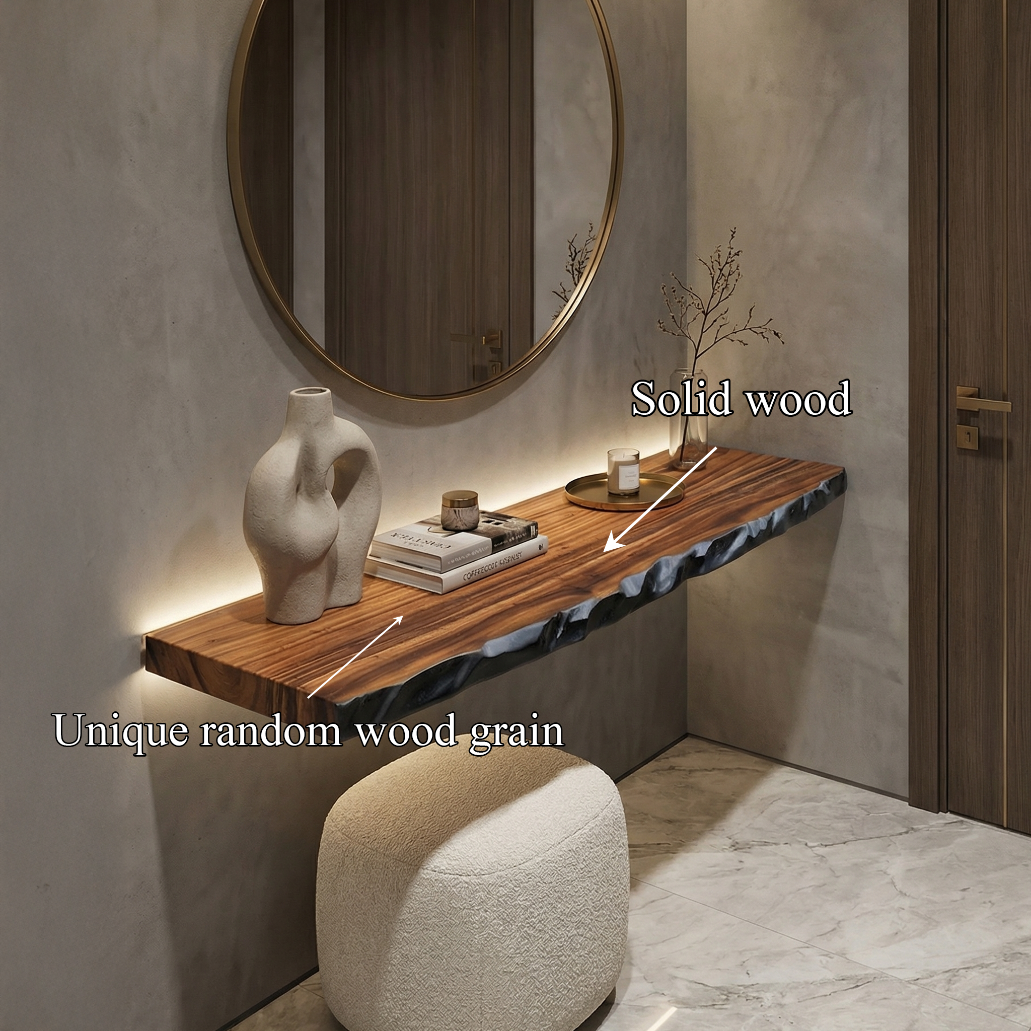 Live Edge Wood Floating Shelf For Living Room And Bedroom SINLSAFL522