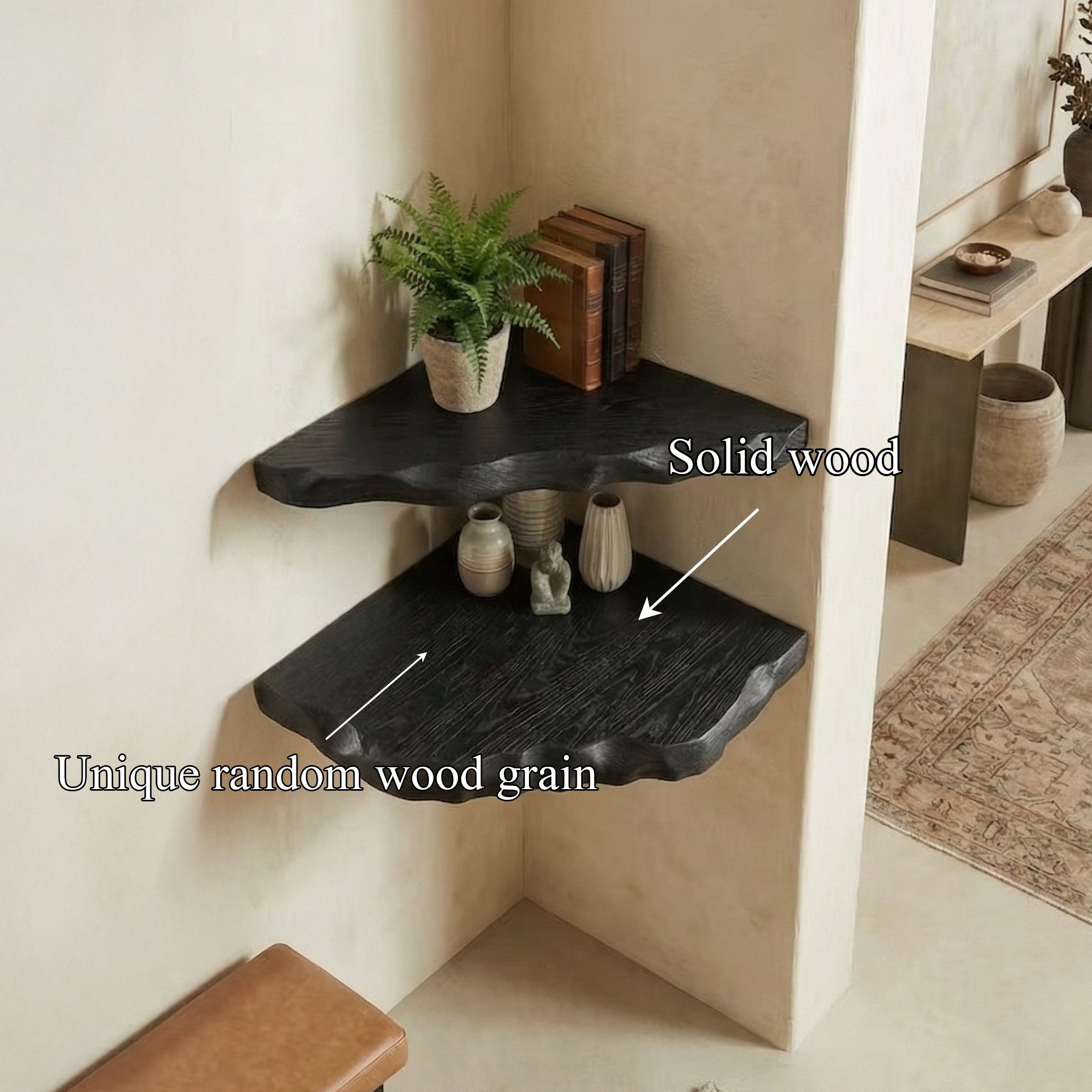 Organic Rustic Corner Shelf For Entryway And Hallway SINLSACN025