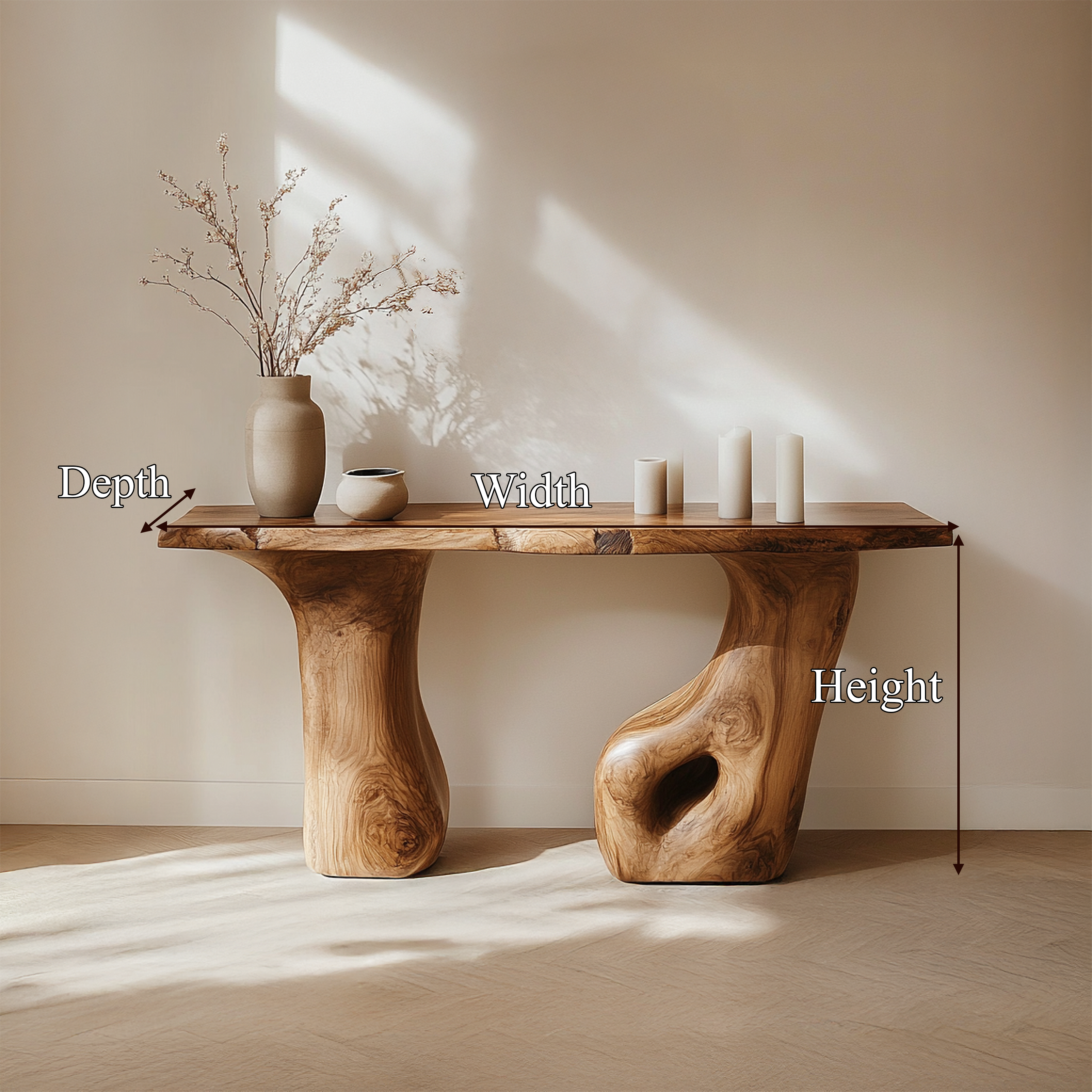 Rustic Nature Inspired Sculpted Console Living Room Interior Architectural Piece SINLSACS445