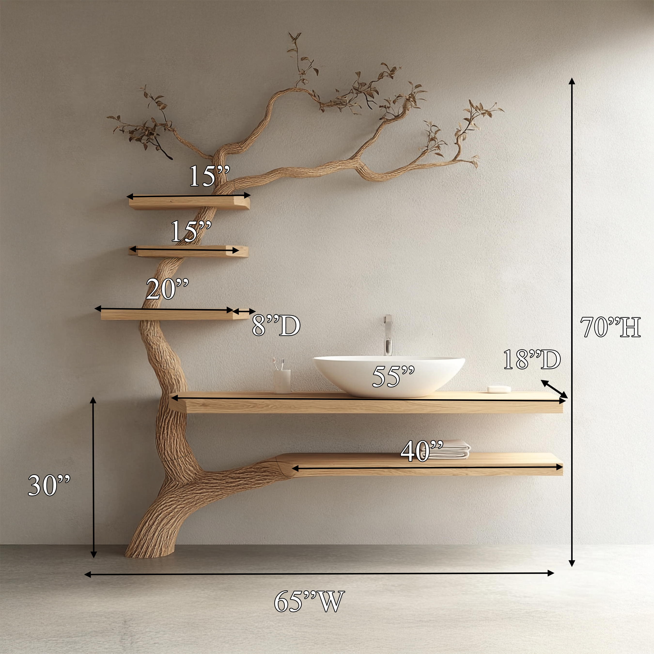 Organic Modern Artistic Bathroom Display Shelf SINLSATBB022