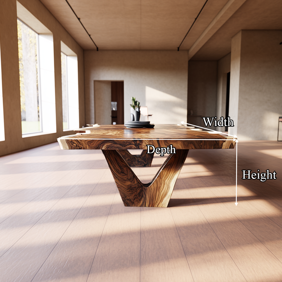 Rustic Sculptural Dining Table For Dining Room And Open Interior SINLSADT154