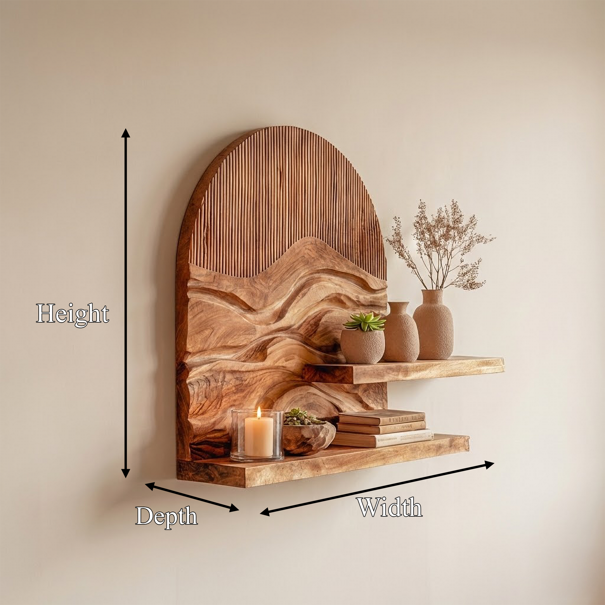 Rustic Artistic Wall Shelf For Living Room Or Home Decor SINLSAFL446