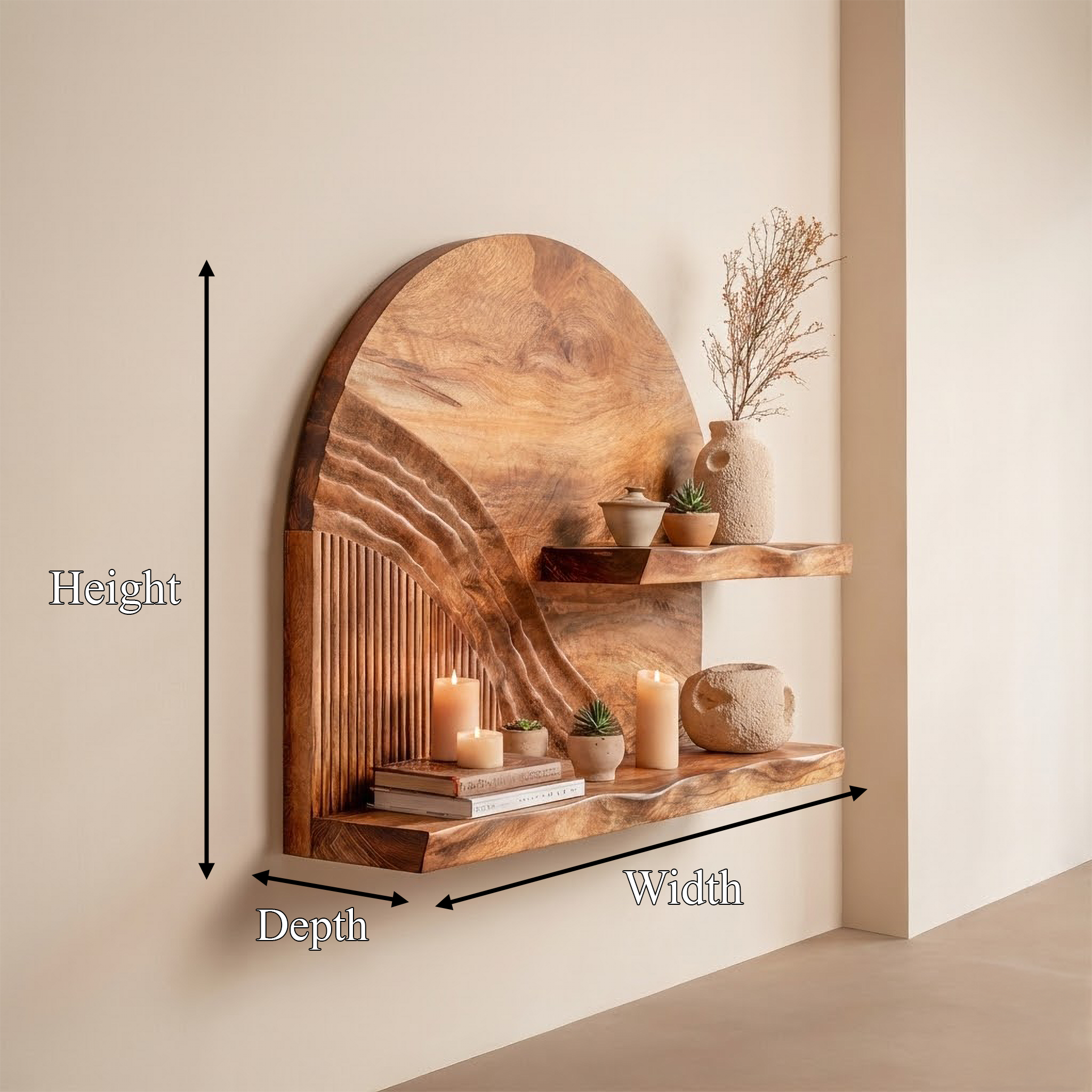 Rustic Statement Wall Shelf For Living Room And Open Space SINLSAFL447
