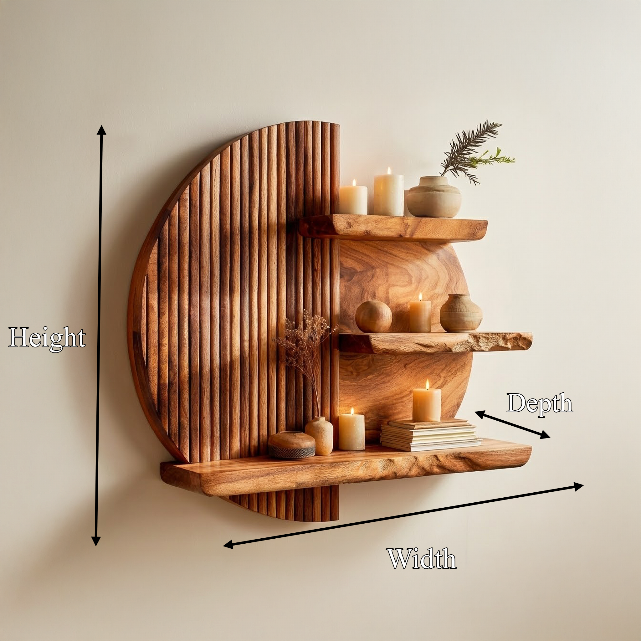 Rustic Sculptural Wall Shelf For Living Room And Decorative Wall SINLSAFL449