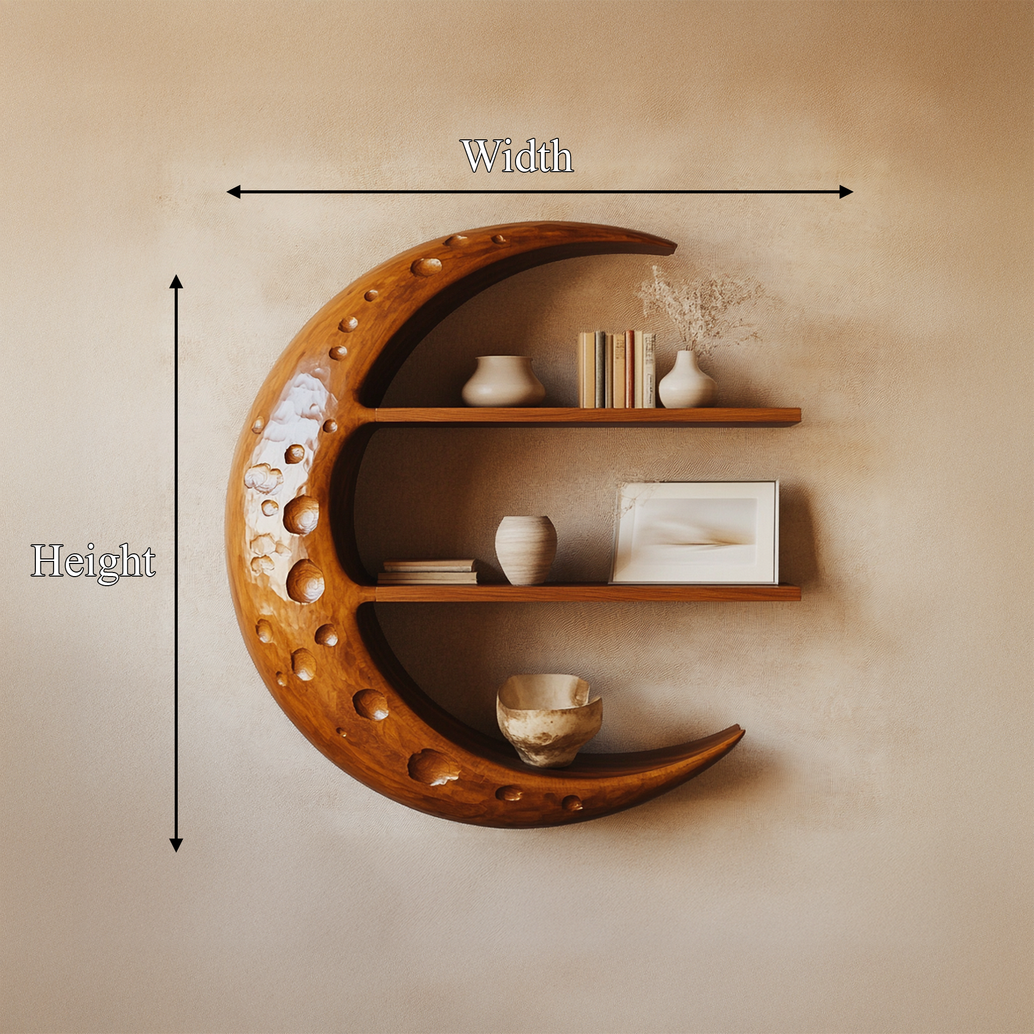 Rustic Moon Wall Shelf For Living Room And Bedroom SINLSAFL454