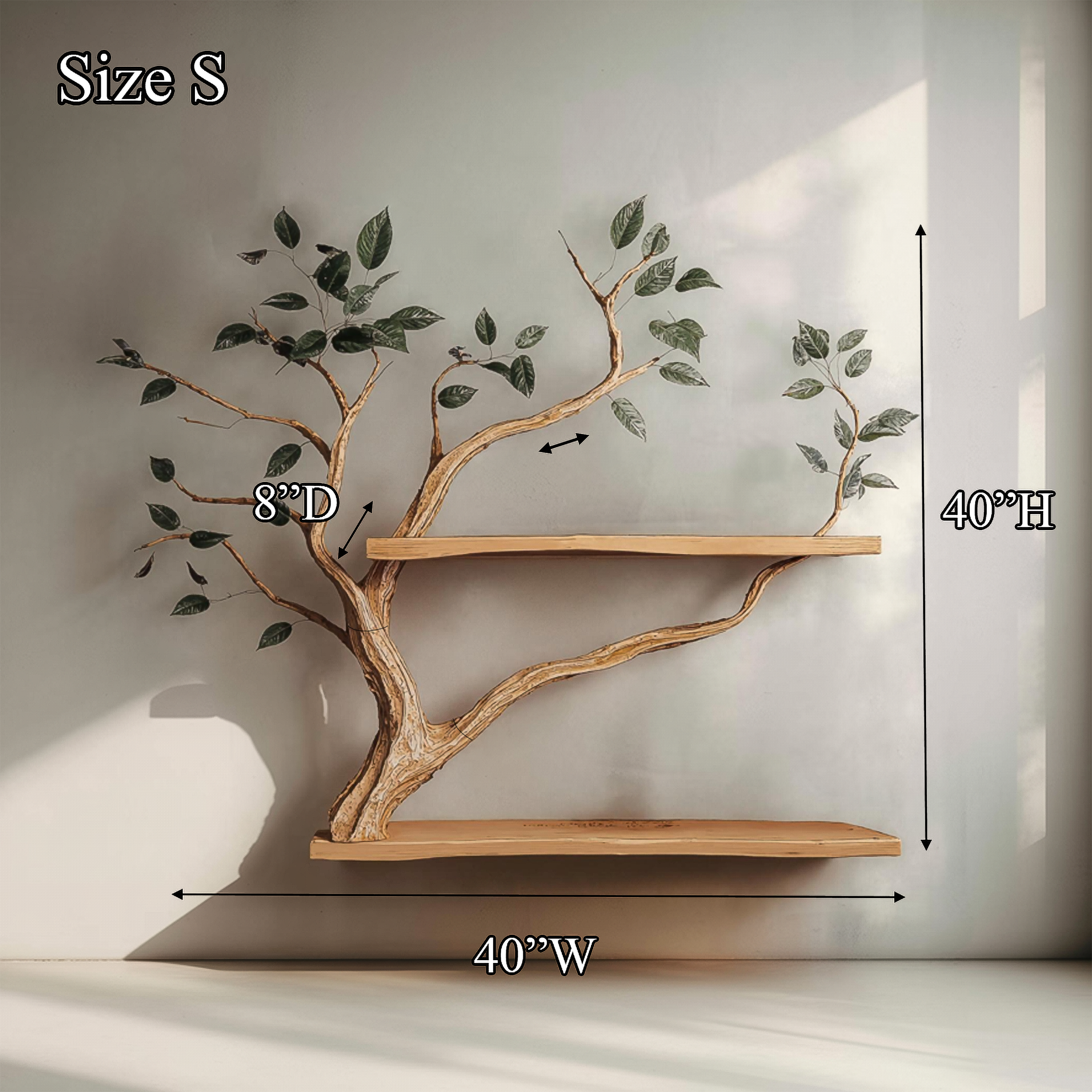 Rustic Sculptural Branch Display Shelf Solid Wood Living Room Interior Wall Feature SINLSATBS104SHNA