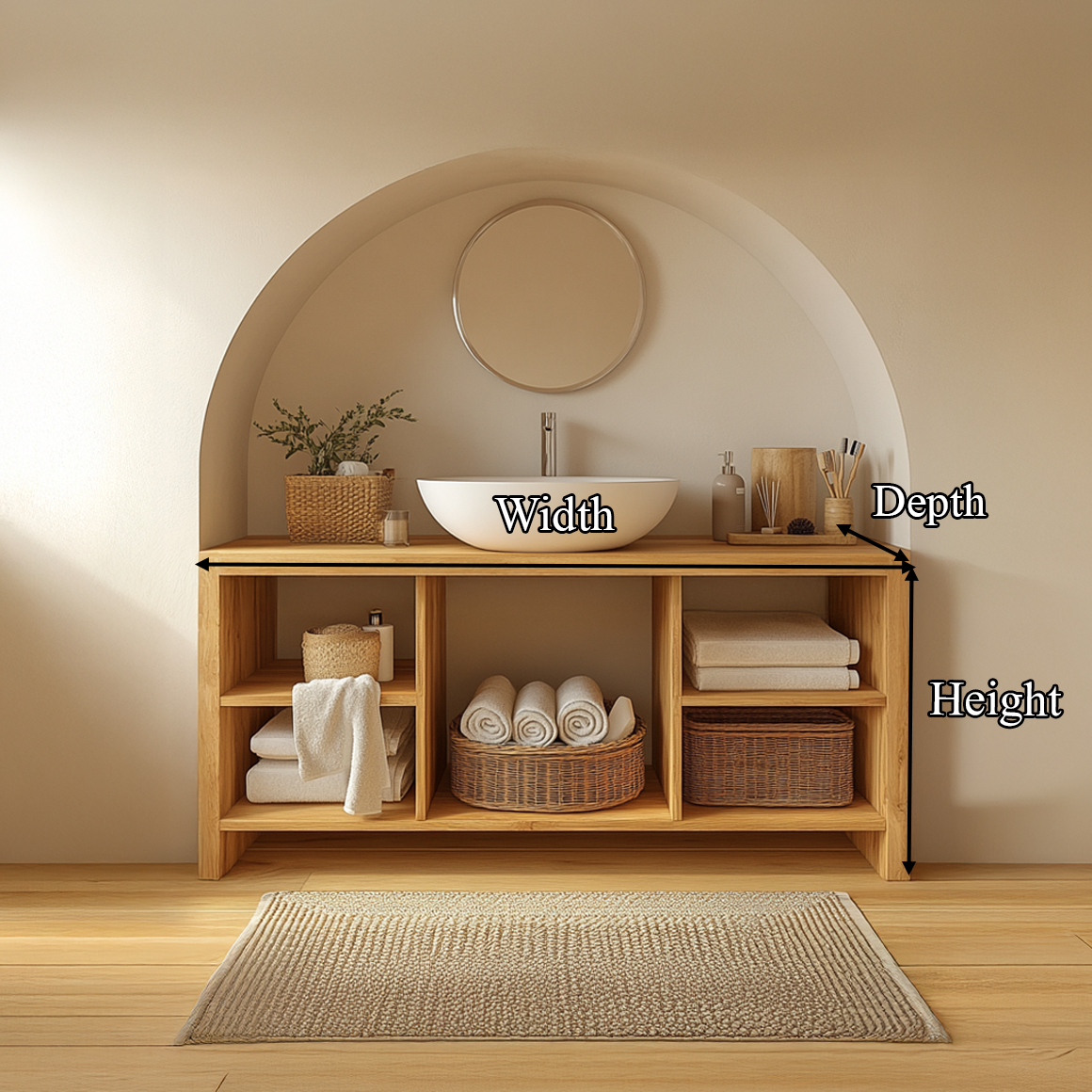 Contemporary Bathroom Storage Cabinet With Simple Open Shelf Layout SINLSABRV206