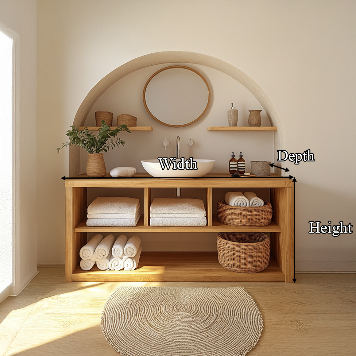 Modern Bathroom Storage Cabinet With Clean Natural Wood Finish For Bathroom SINLSABRV207