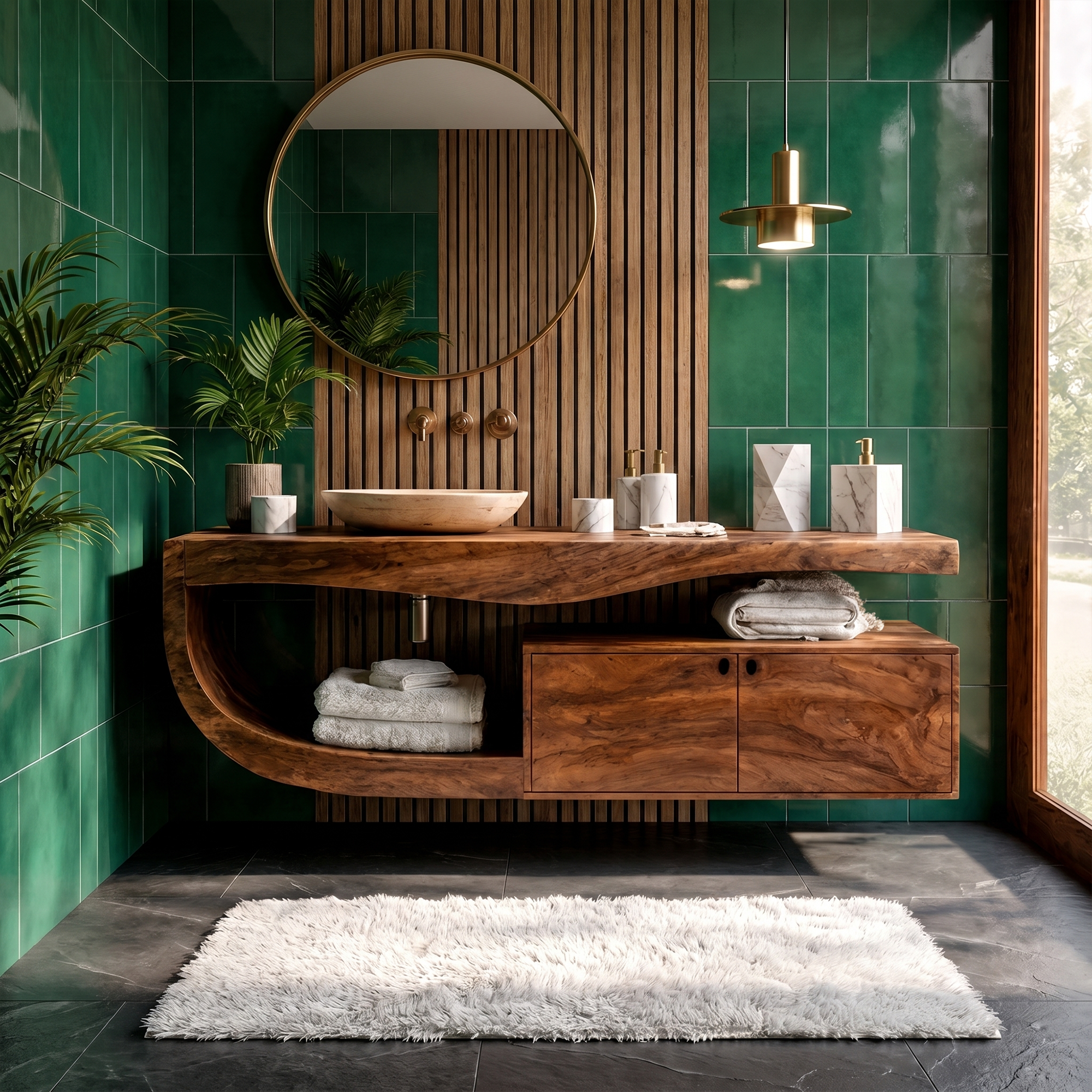 Wall Mounted Bathroom Vanity Wooden Vanity With Storage For Bathroom SINLKIBRV300