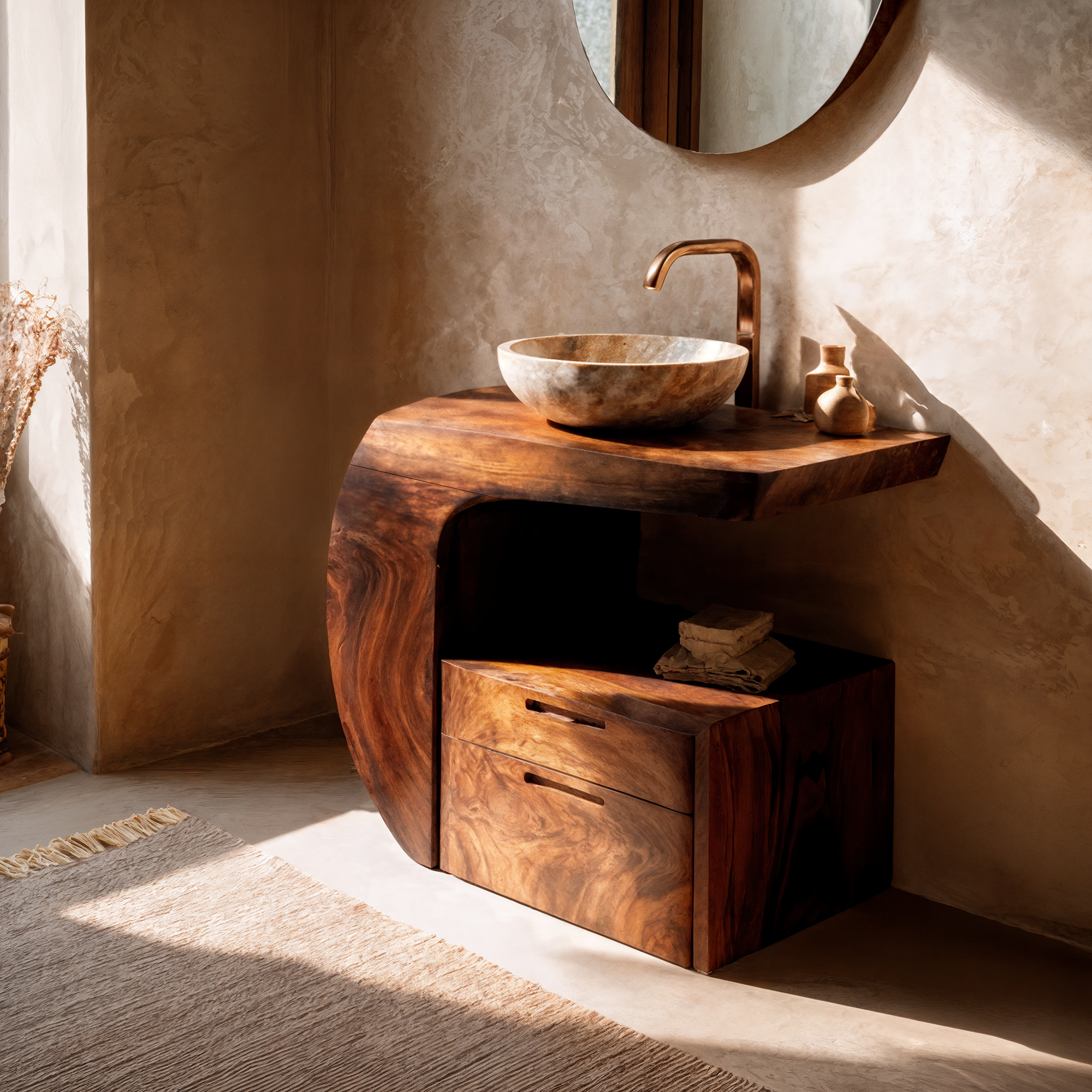 Modern Organic Bathroom Vanity With Storage For Bathroom SINLKIBRV303