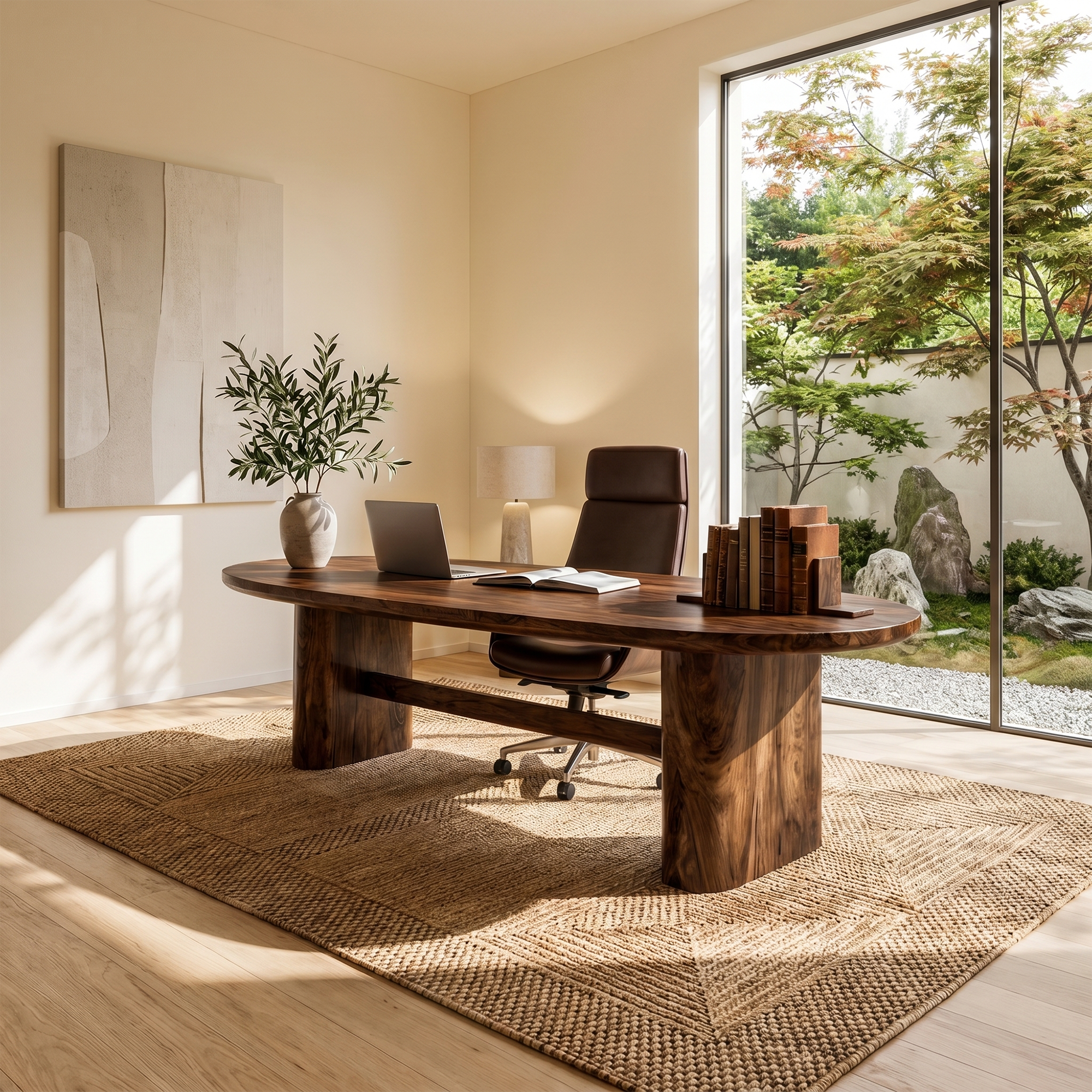 Modern Organic Desk With Natural Wood Design For Home Office SINLKIDK106