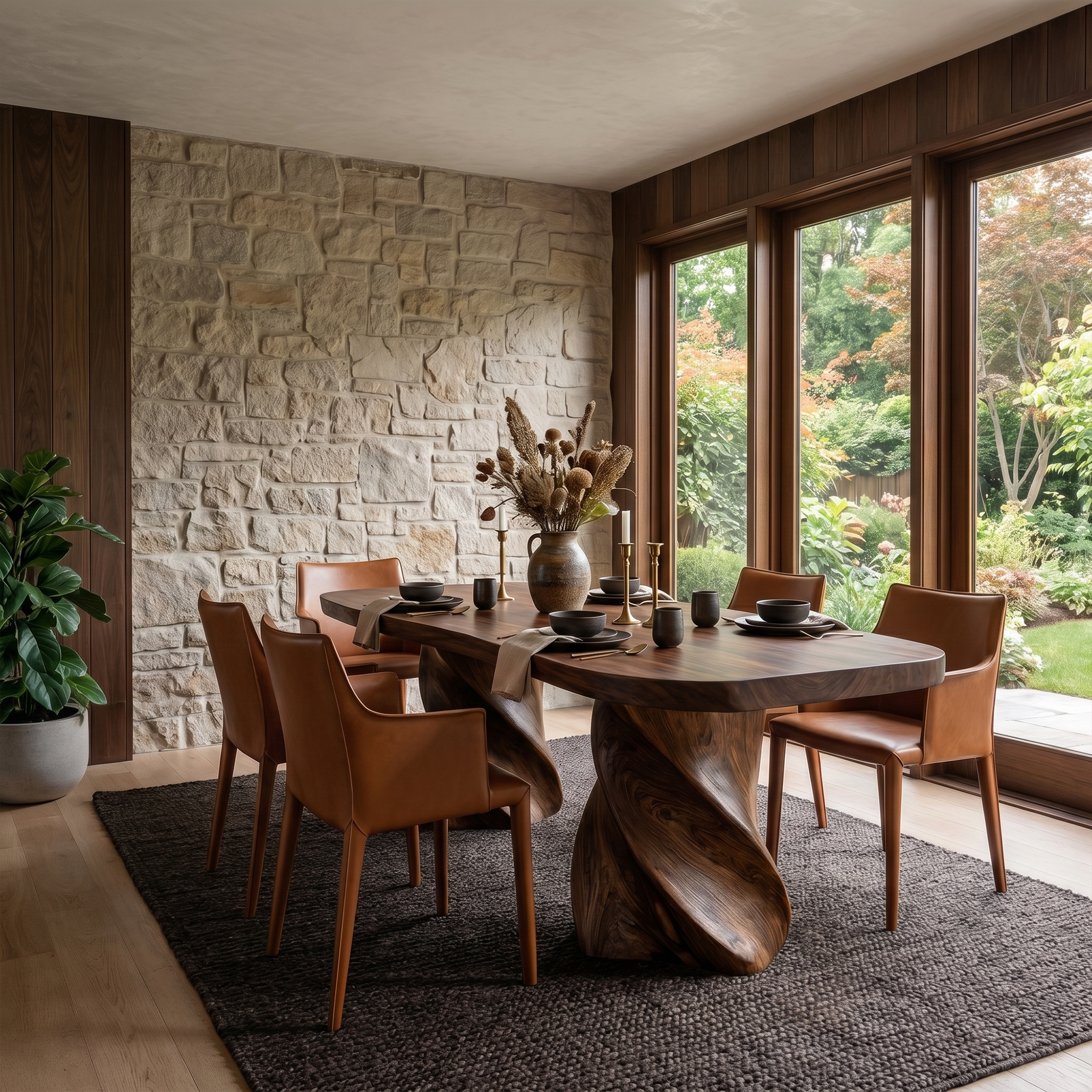 Sculptural Twisted Base Dining Table For Dining Room And Kitchen SINLKIDT165