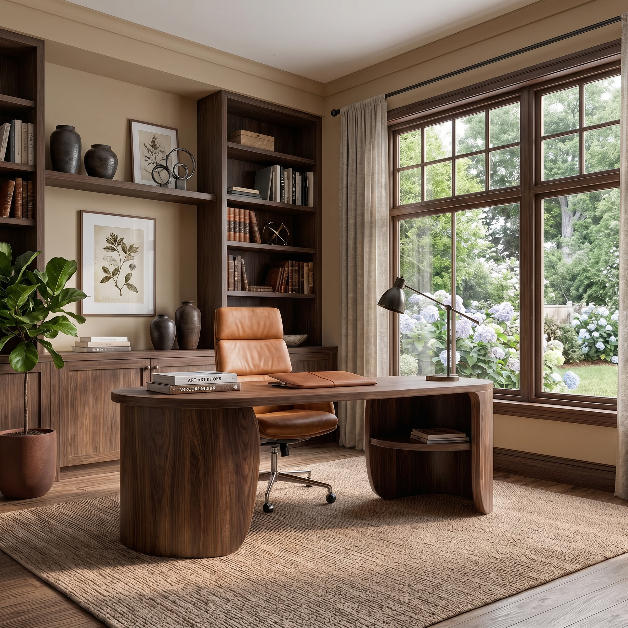 Minimal Wooden Desk With Clean Lines And Built In Storage For Home Office SINLKIDK110