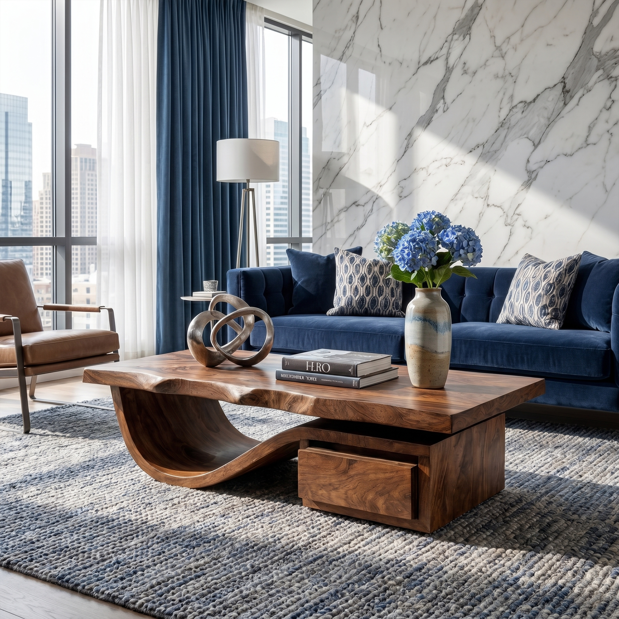 Modern Organic Coffee Table With Storage For Living Room And Lounge SINLKICF362