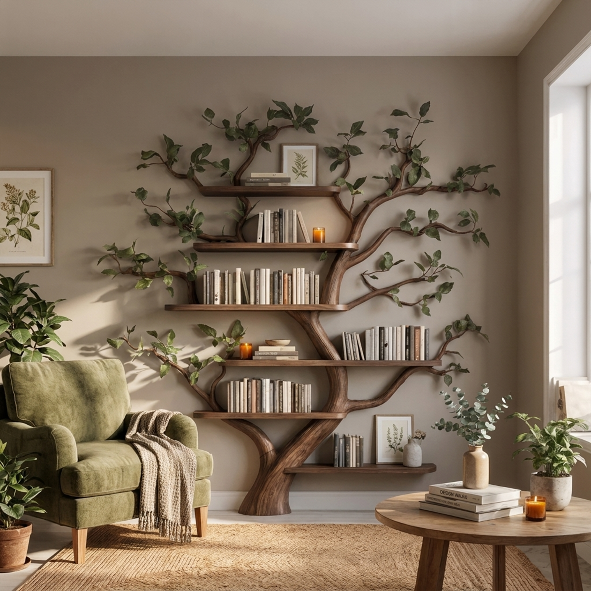 Mid Century Tree Wall Shelf Christmas Living Room SINLKITB578