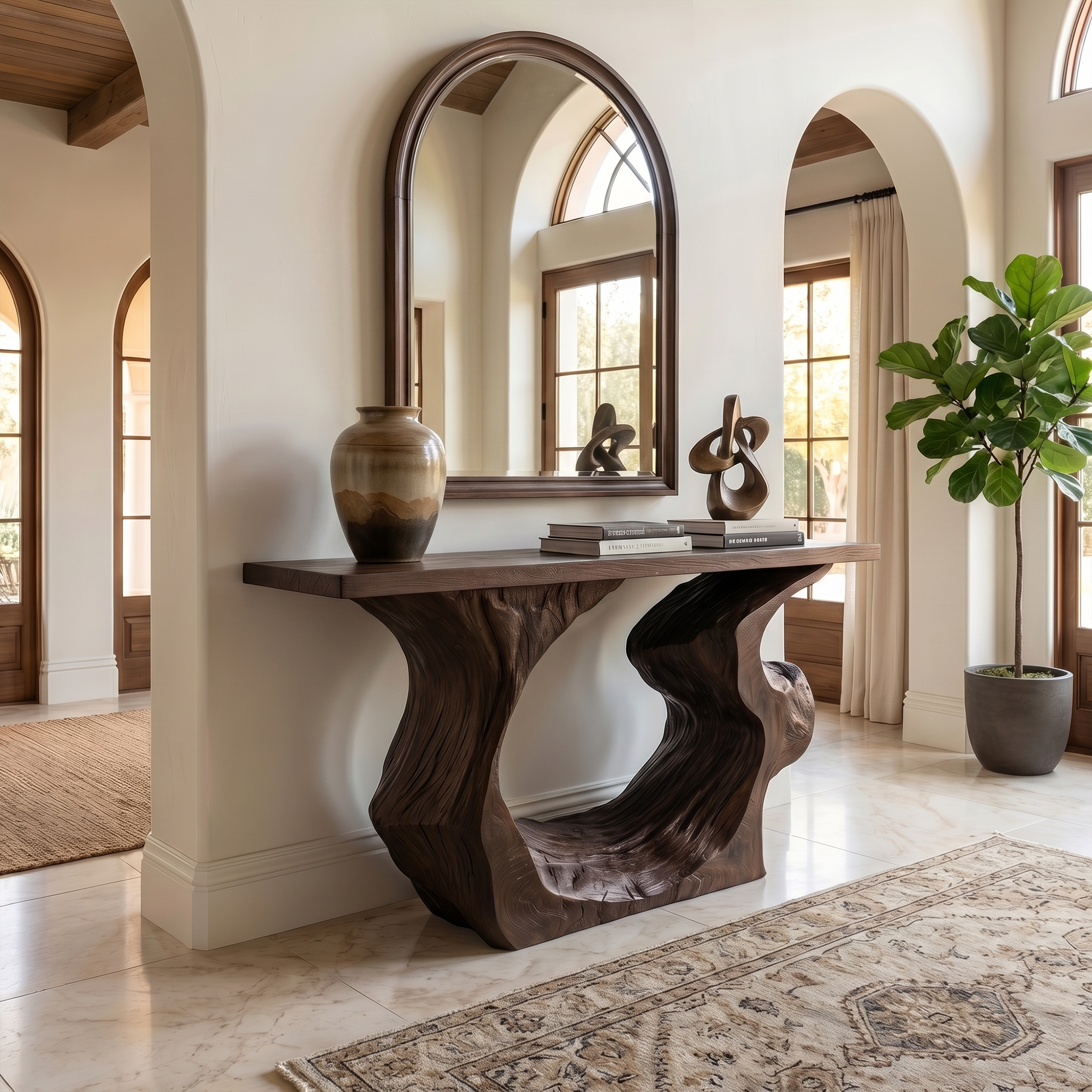 Sculptural Console Table Entryway Table Modern Sofa Table For Living Room And Entryway SINLKICS569