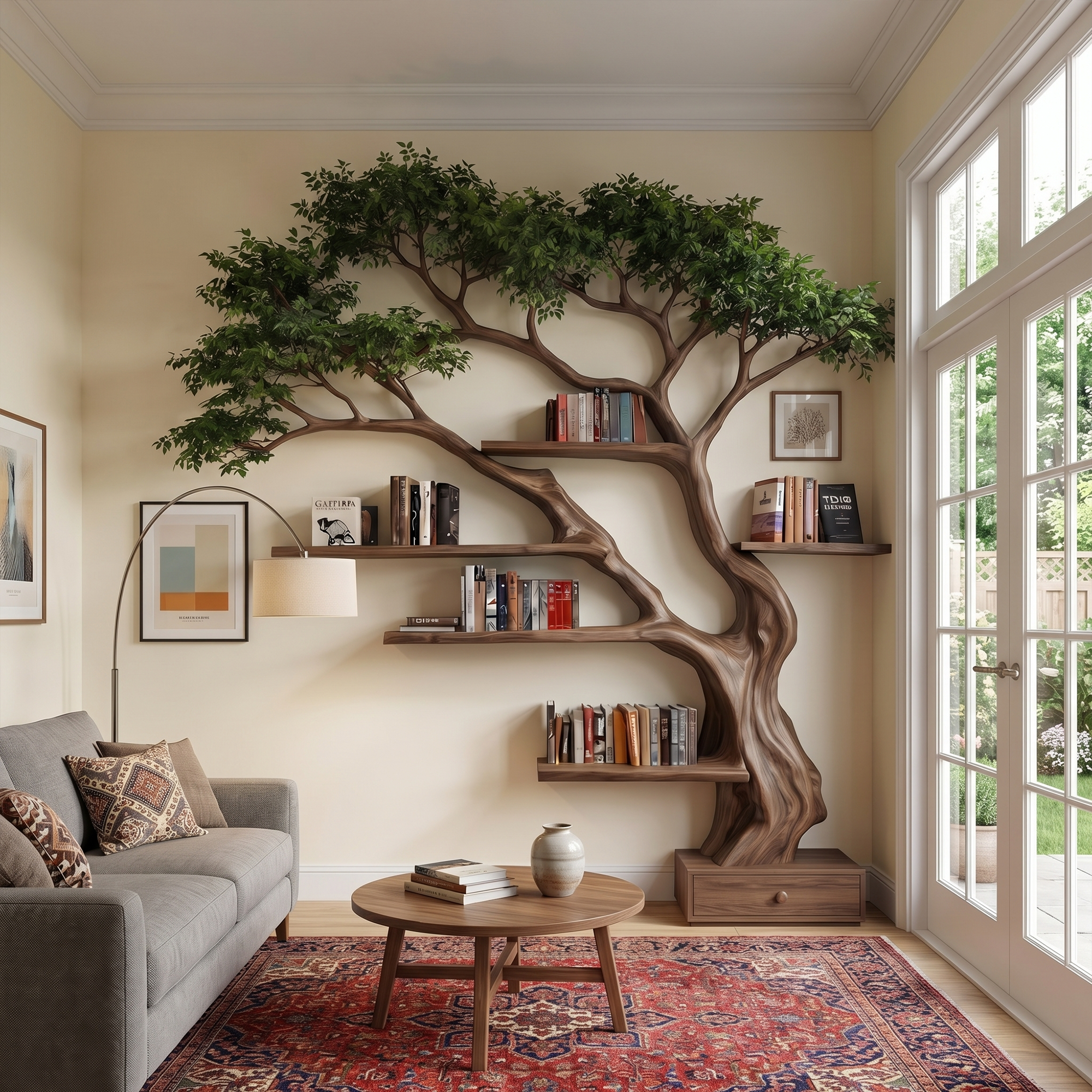 Nature Inspired Tree Bookshelf For Living Room And Bedroom SINLKITB722