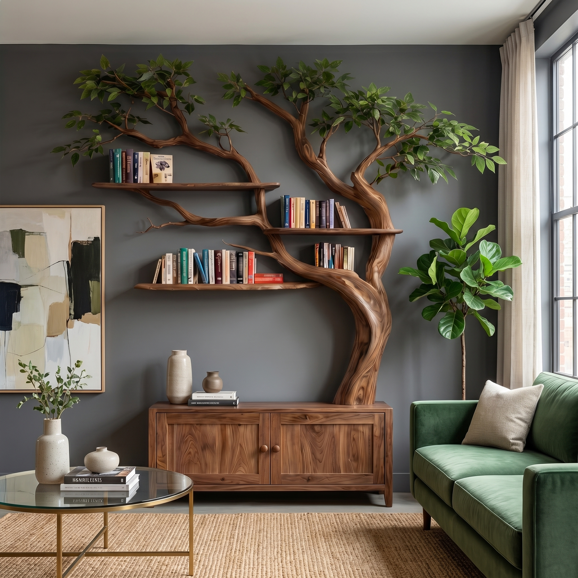 Sculptural Tree Bookcase With Storage For Living Room And Reading Room SINLKITB723