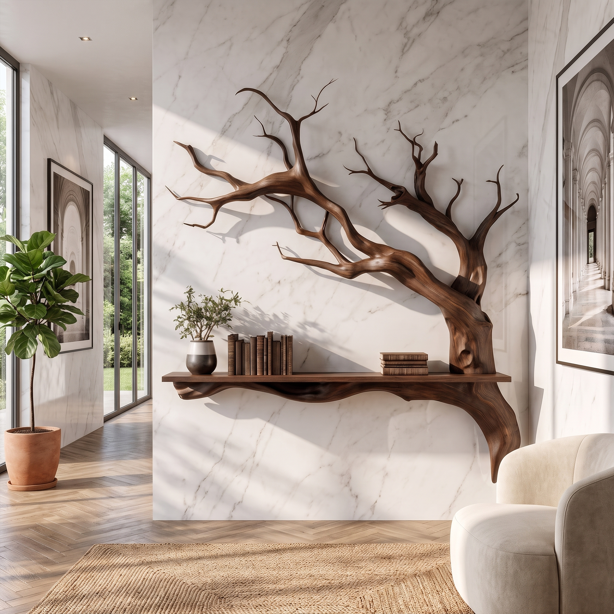 Rustic Tree Branch Wall Shelf Natural Artistic Home Decor SINLKIFL177
