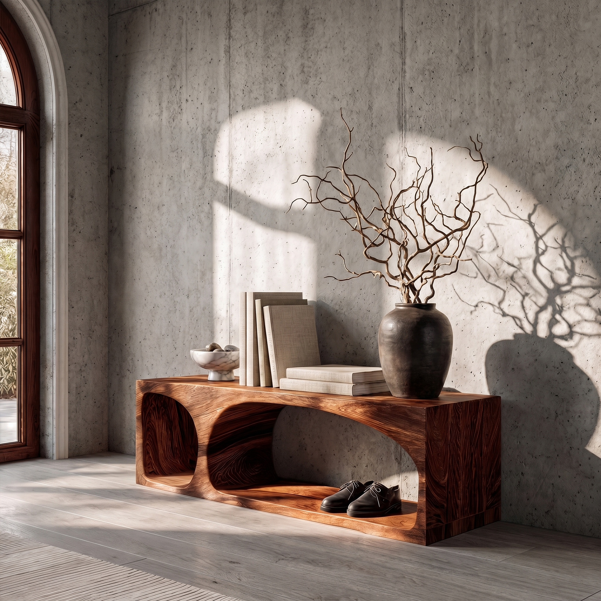Organic Wooden Shoe Bench For Entryway And Hallway SINLKIRS102