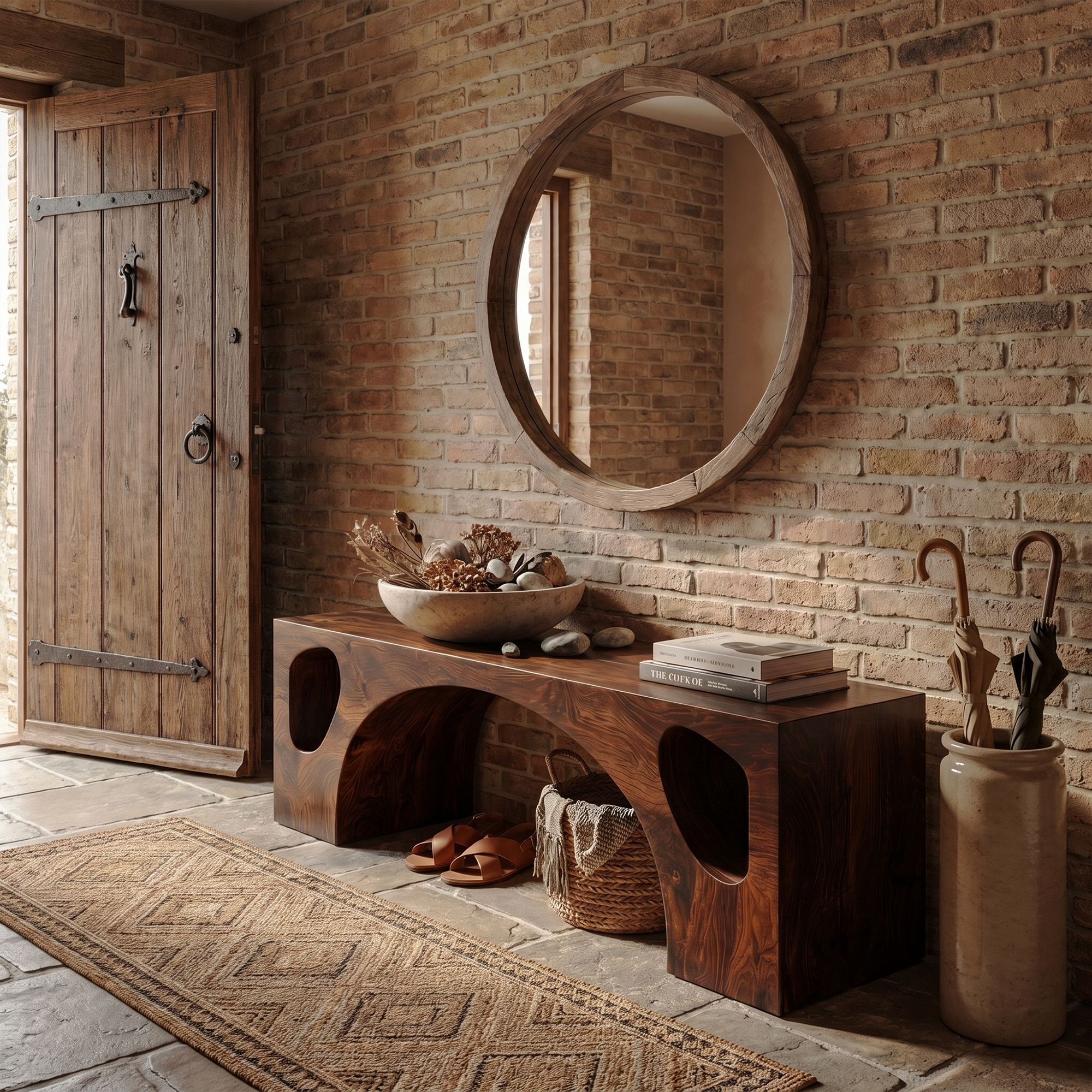 Modern Organic Bench With Sculptural Arch Base For Entryway SINLKIRS111
