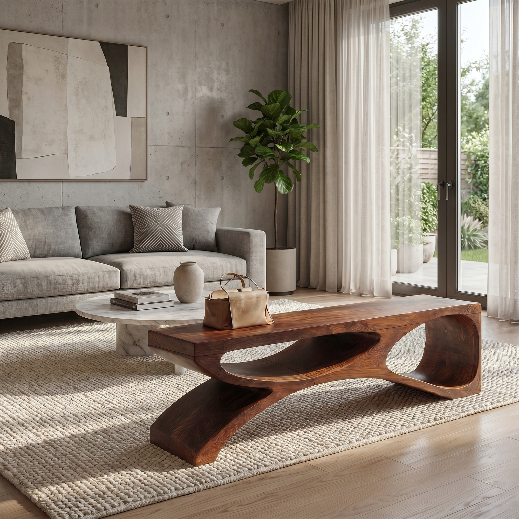 Contemporary Bench With Sculptural Open Base For Living Room SINLKIRS116