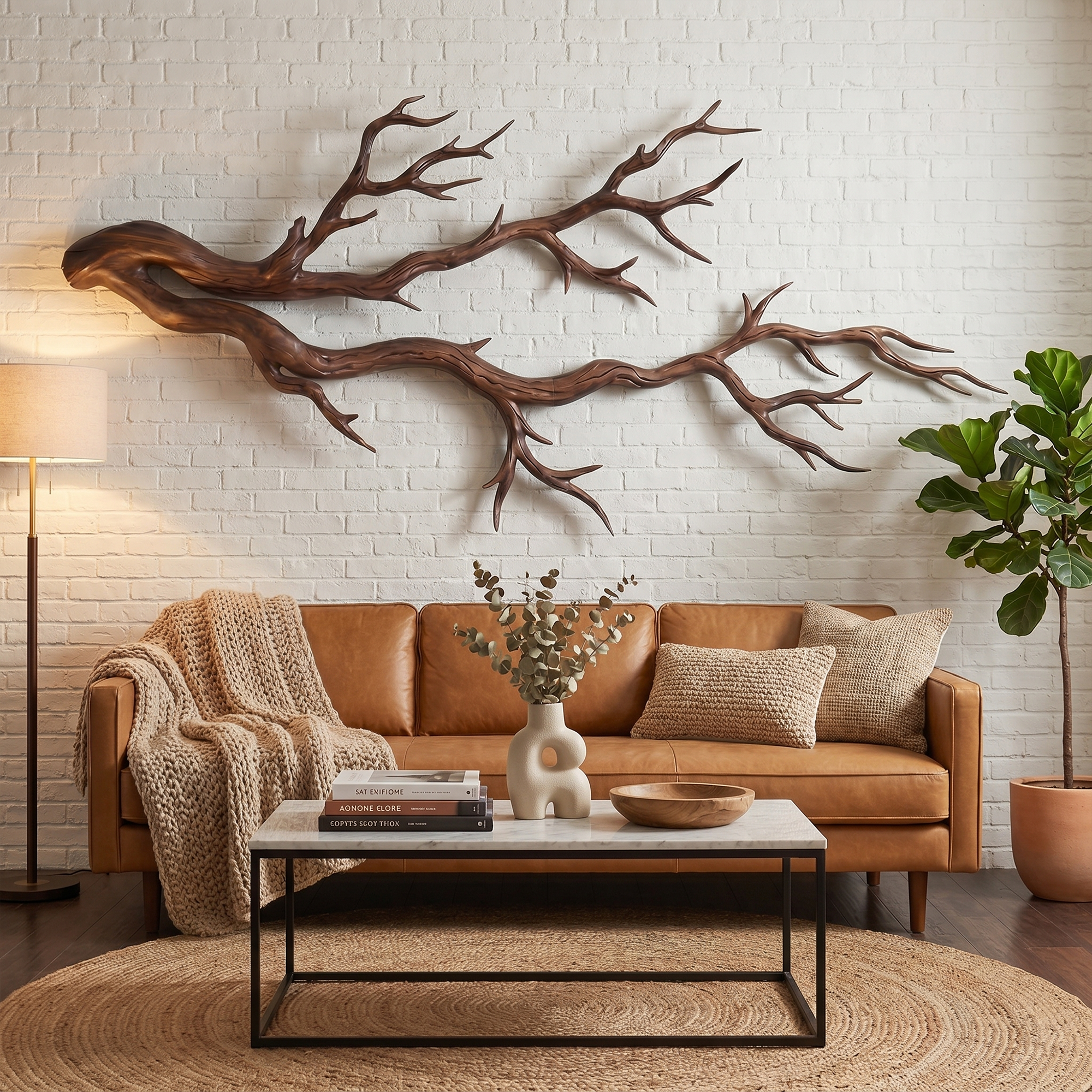 Twisted Branch Solid Wood Wall Sculpture Organic Modern Decor SINLKIWD032