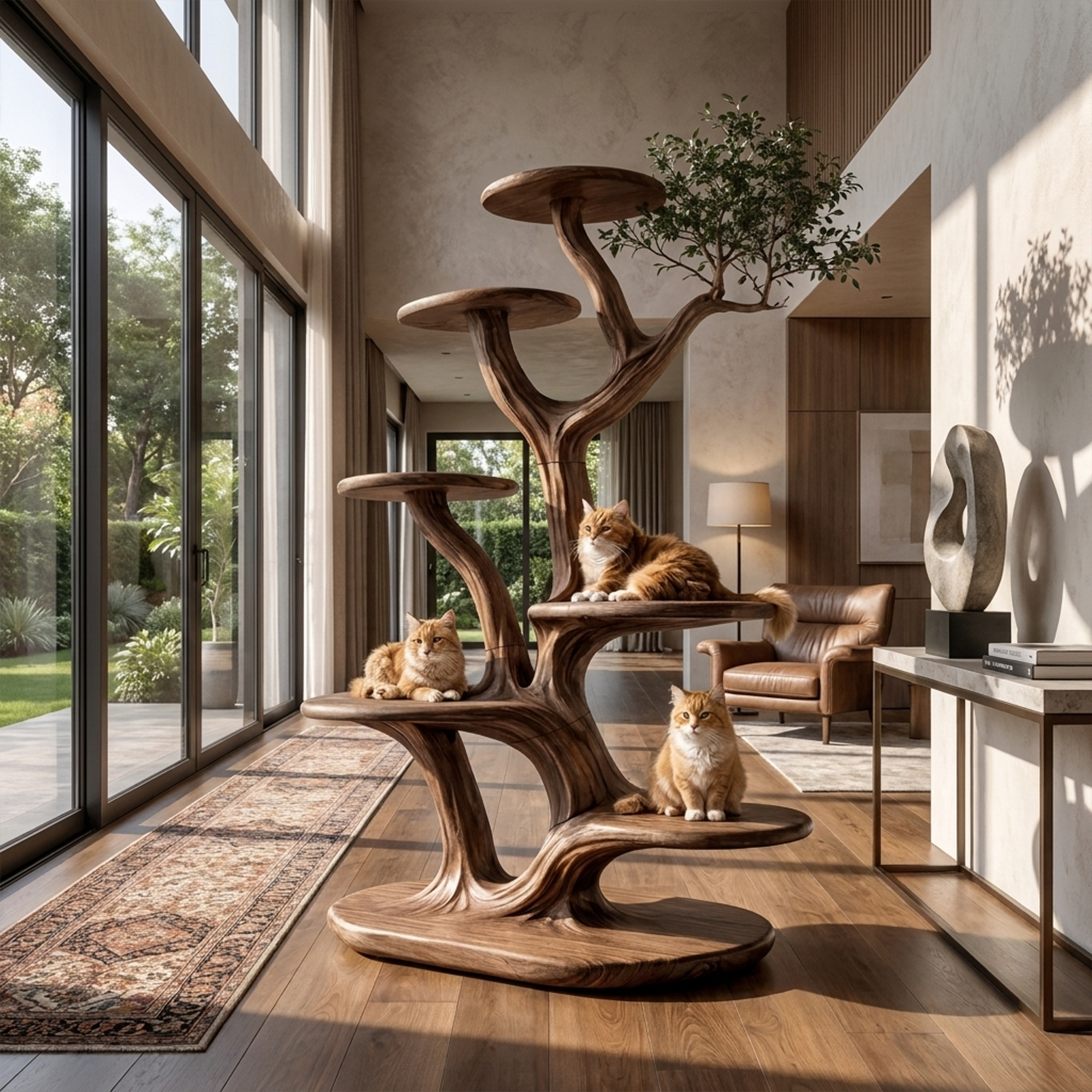Rustic Tree Cat Play Tower Artistic Living Room SINLKITT077