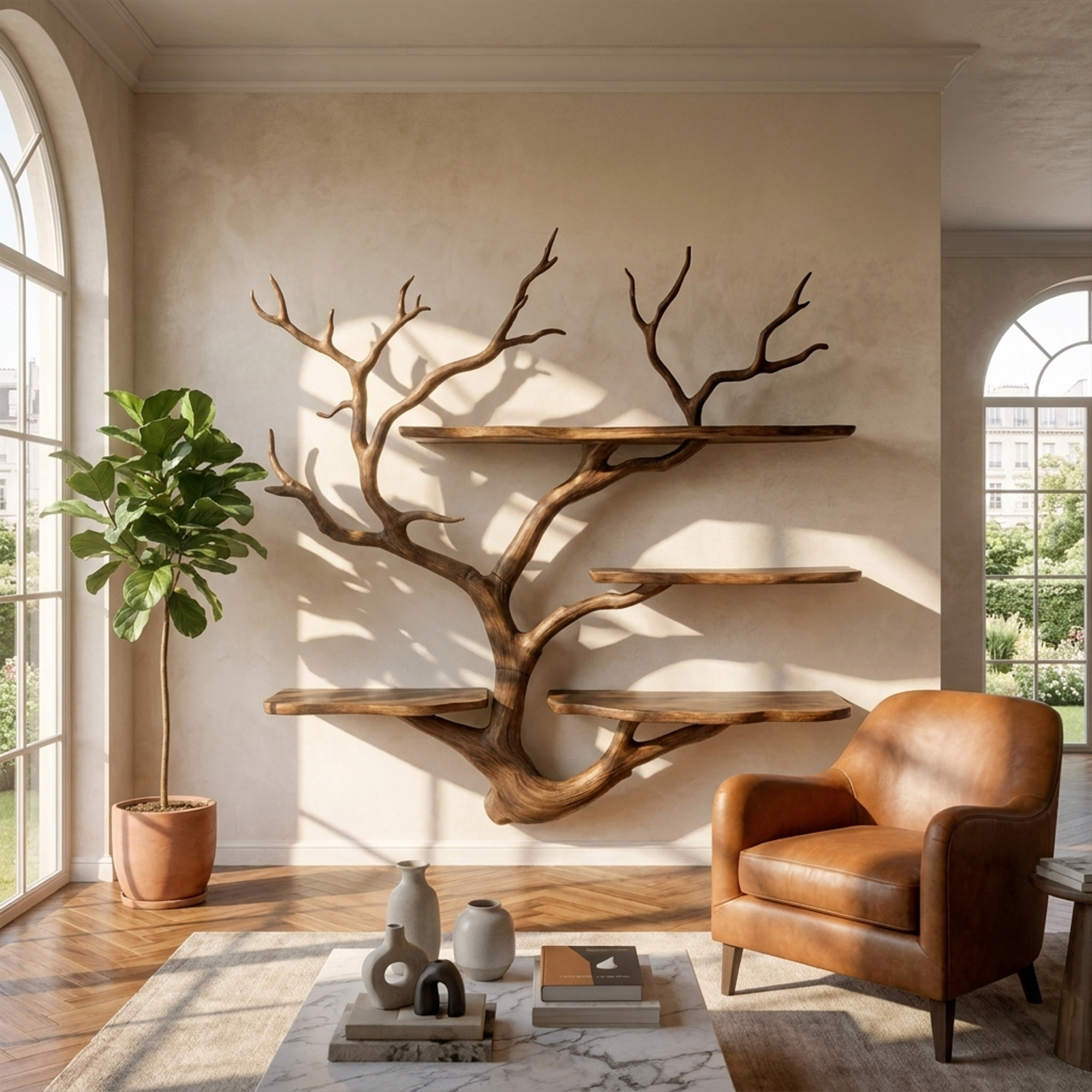 Sculptural Tree Wall Shelf Living Room And Studio SINLKITBS105