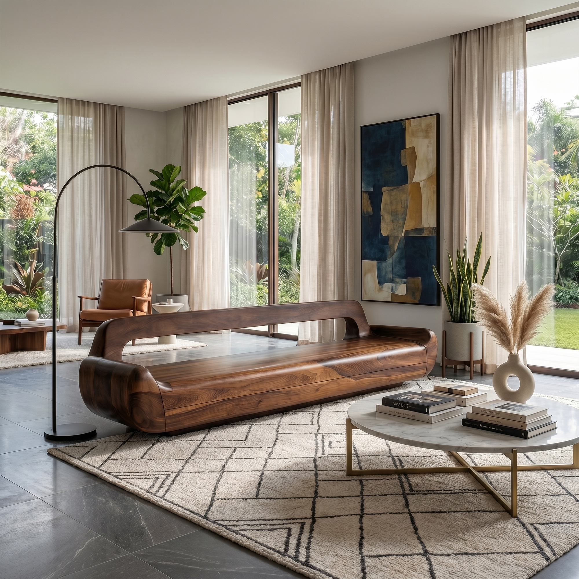 Minimalist Organic Sofa Frame With Low Profile Solid Wood Design For Living Room SINLKISF025