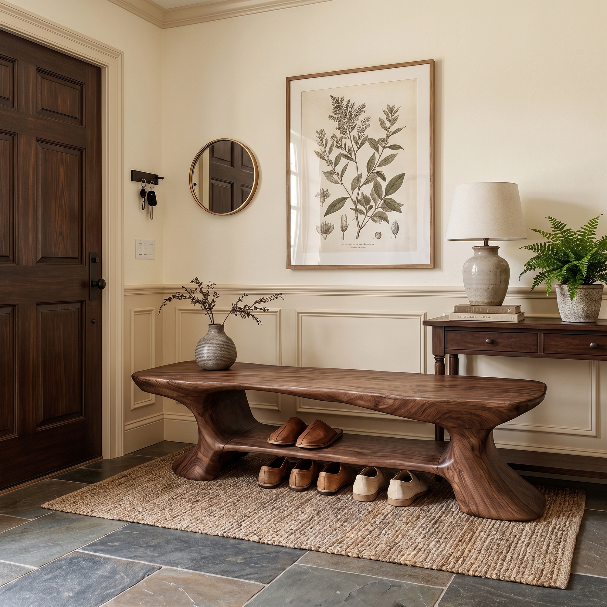 Rustic Entryway Bench With Integrated Shoe Storage For Entryway SINLKISB100