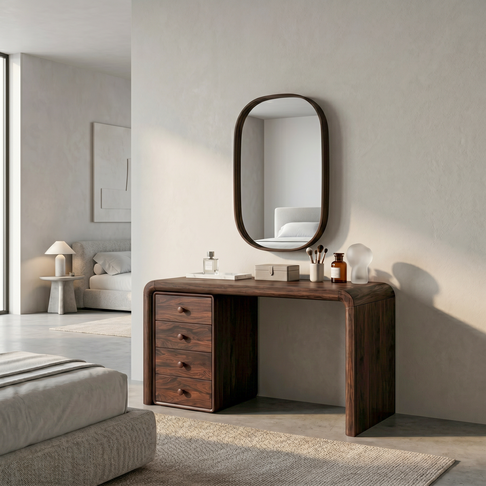 Mid Century Makeup Vanity With Drawer Storage For Bedroom SINLSABDT072