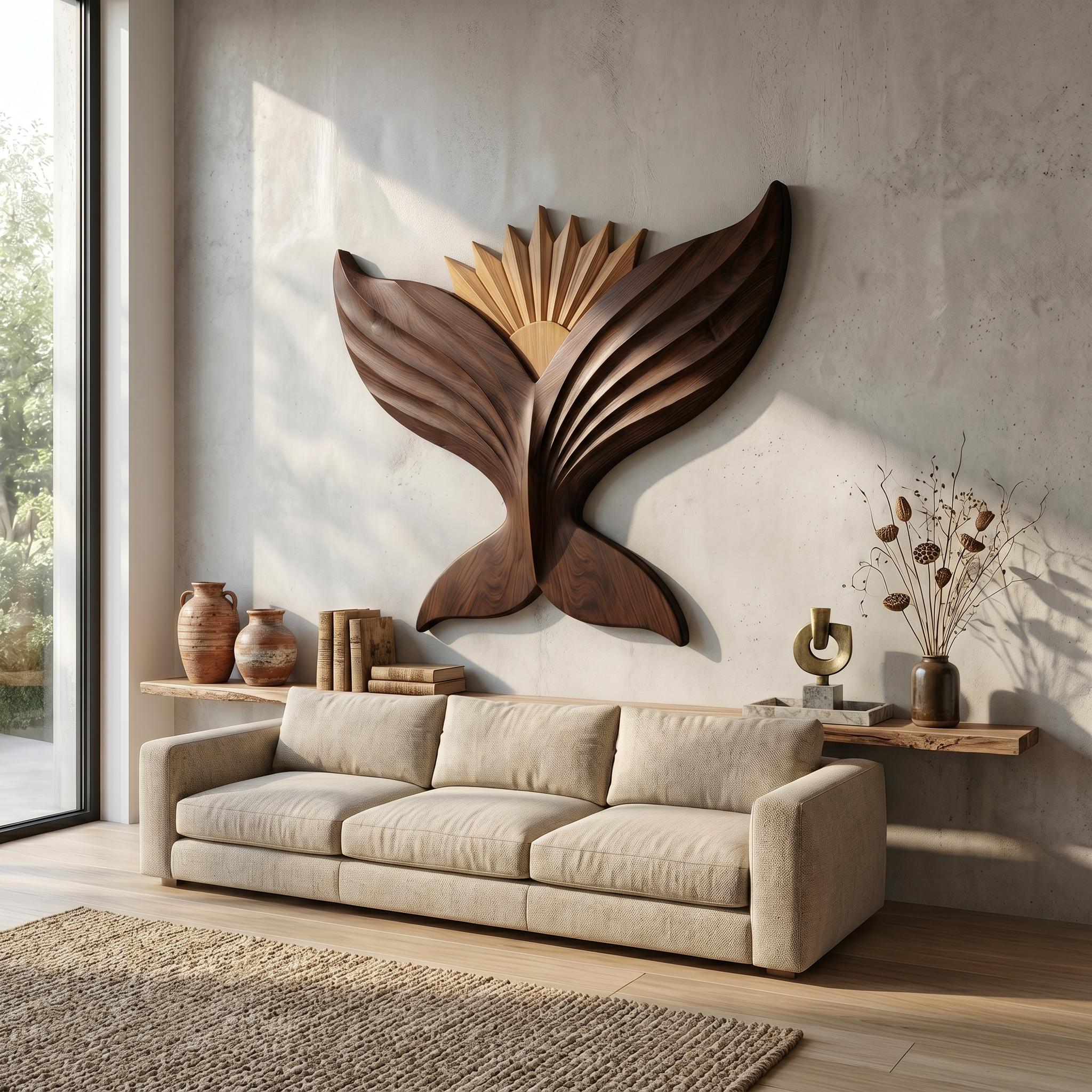 Sculptural Eagle Wooden Wall Art For Living Room And Entryway SINLSAWD086