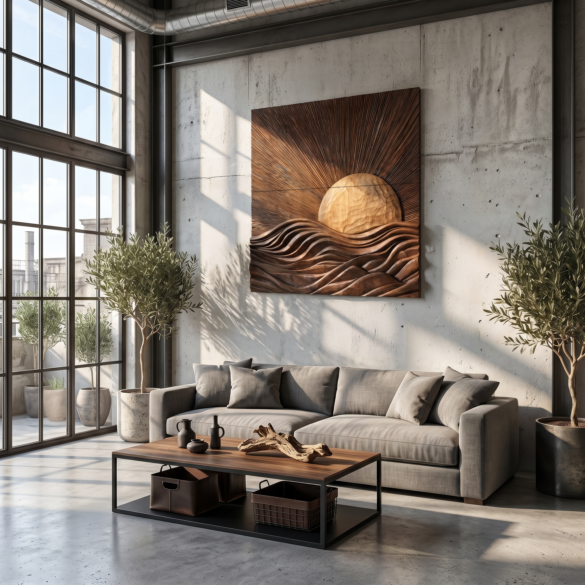 Organic Sunrise Wall Art Panel For Living Room And Entryway SINLSAWD089