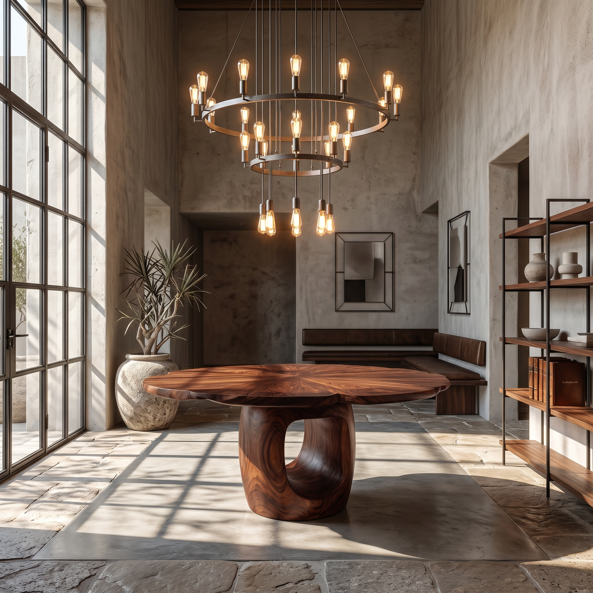 Organic Foyer Table With Sculptural Open Pedestal Base For Hallway SINLSAFT038