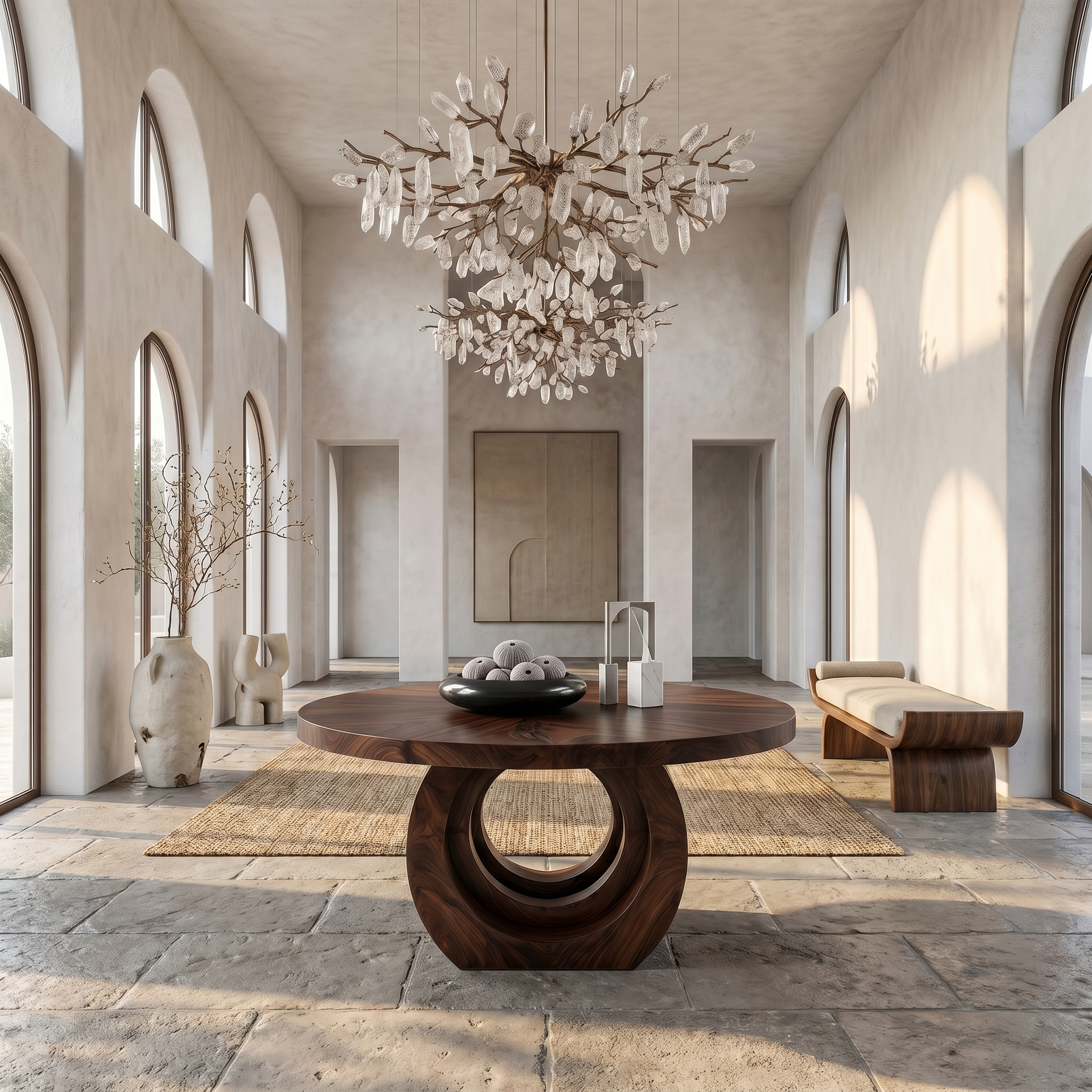 Contemporary Round Foyer Table With Sculptural Open Ring Base For Entryway And Hallway SINLSAFT043