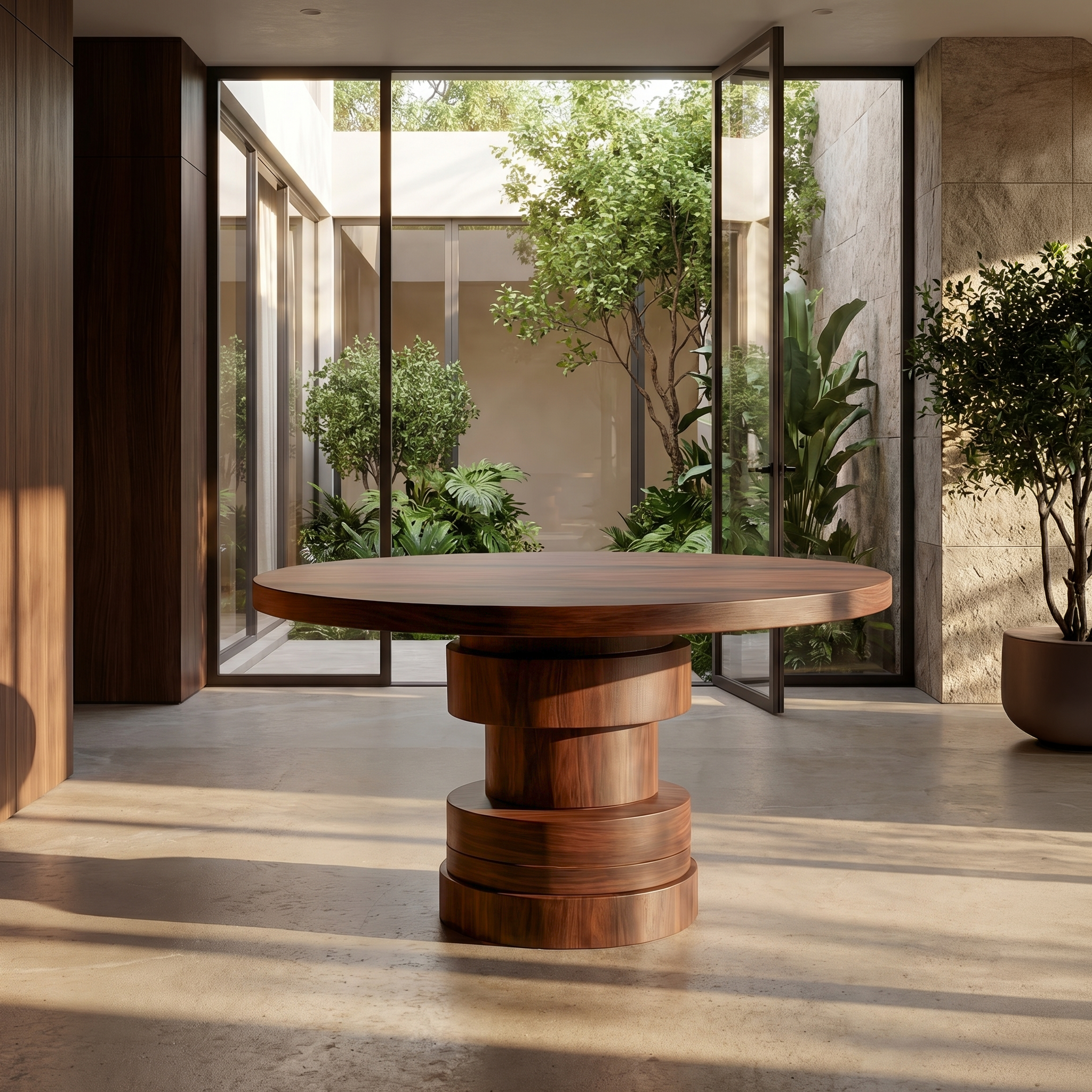 Modern Sculptural Round Foyer Table For Entryway And Living Room SINLSAFT030