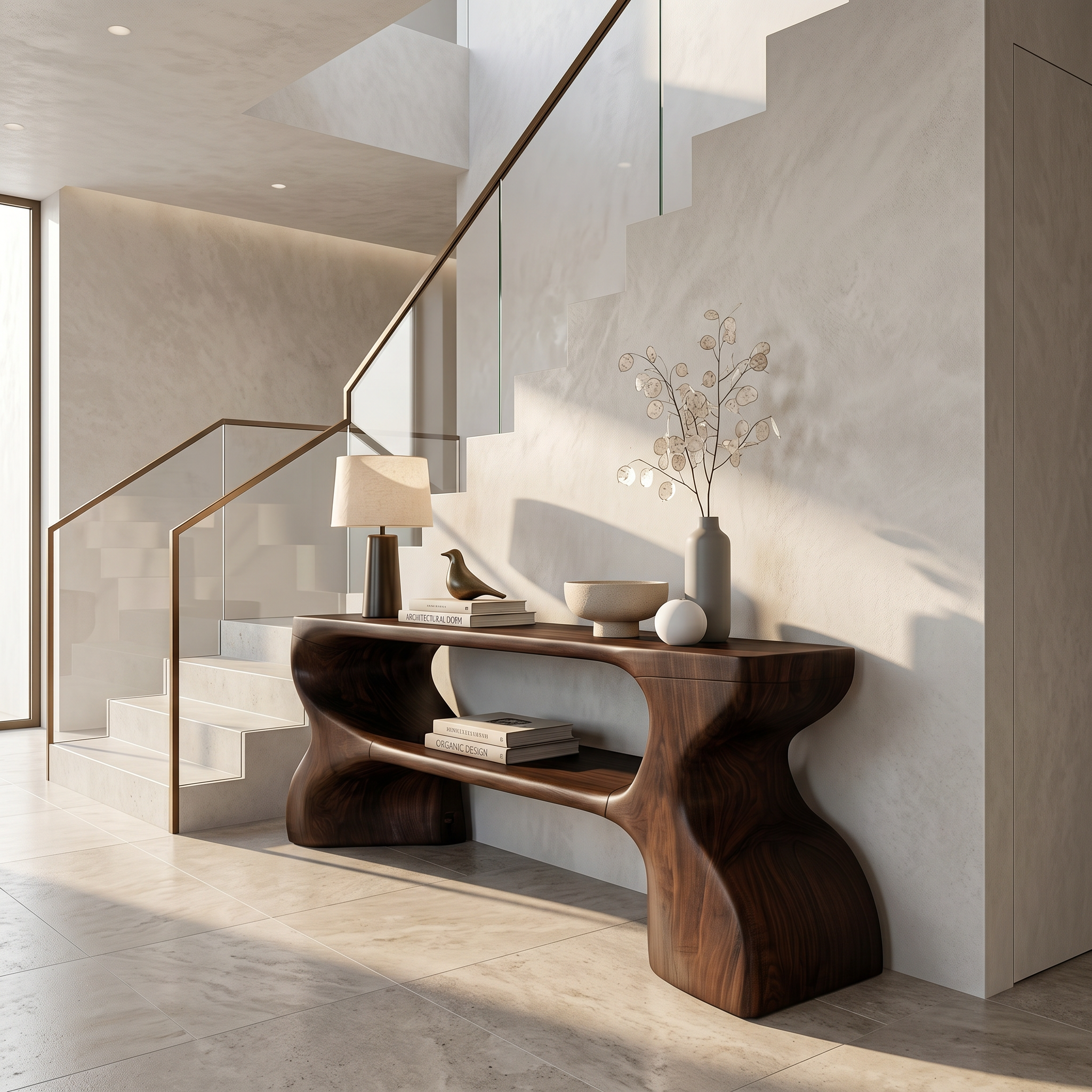 Contemporary Console Table With Architectural Curved Design For Entryway SINLSACS637