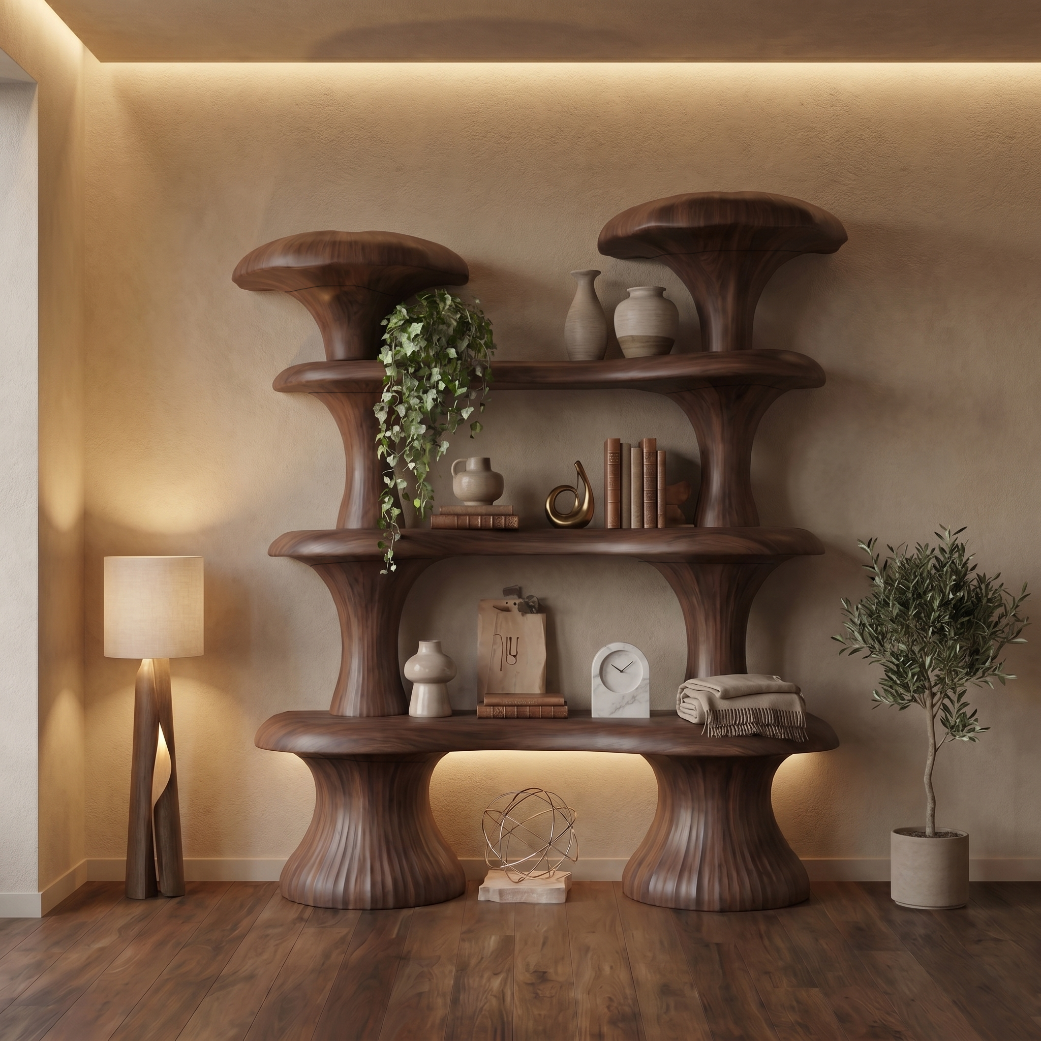 Sculptural Mushroom Bookcase For Living Room And Reading Room SINLSATB728